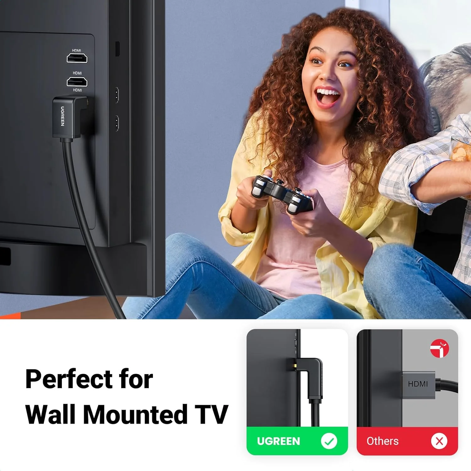 کابل HDMI یوگرین 4K با زاویه راست 270 درجه، کابل HDMI پرسرعت 2.0، سازگار با 4K@60Hz HD 3D 1080P ARC برای تلویزیون، کامپیوتر، نینتندو سوییچ، ایکس باکس، PS5، PS4، PS3، لپ تاپ، 1 متر کابل HDMI یوگرین 4K با زاویه راست 270 درجه، کابل HDMI پرسرعت 2.0، سازگار با 4K@60Hz HD 3D 1080P ARC برای تلویزیون، کامپیوتر، نینتندو سوییچ، ایکس باکس، PS5، PS4، PS3، لپ تاپ، 1 متر