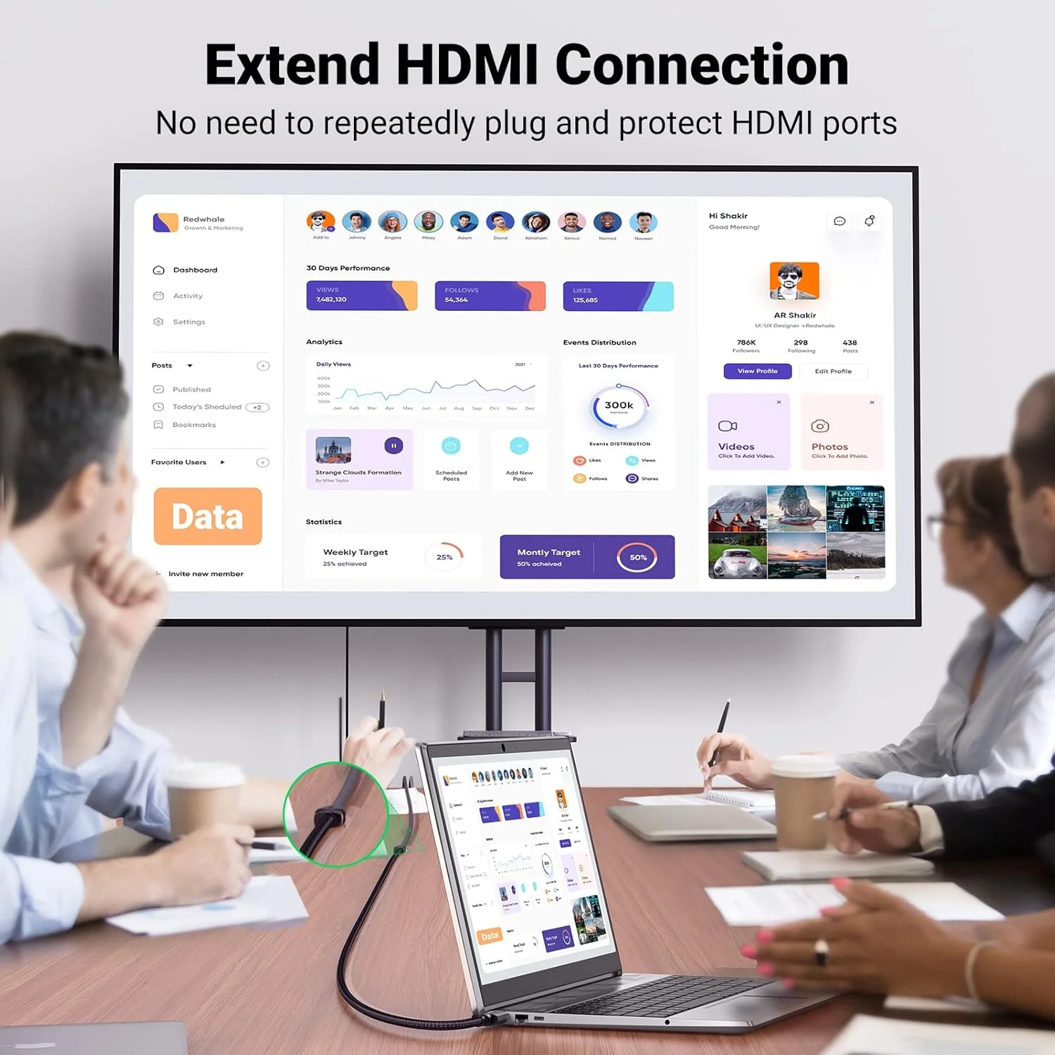 کابل افزایش طول HDMI یوگرین 8K 10K، کابل افزایش HDMI 2.1 با سرعت فوق العاده بالا 4K، آداپتور نر به ماده سازگار با MacBook Pro 2023/PS5/Xbox Series X/Roku TV/UHD TV/Blu-ray، طول 1.5 فوت
