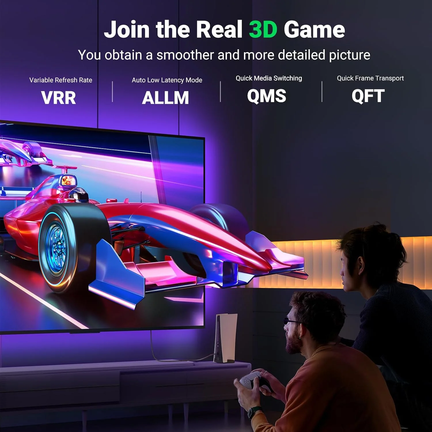 کابل افزایش طول HDMI یوگرین 8K 10K، کابل افزایش HDMI 2.1 با سرعت فوق العاده بالا 4K، آداپتور نر به ماده سازگار با MacBook Pro 2023/PS5/Xbox Series X/Roku TV/UHD TV/Blu-ray، طول 1.5 فوت