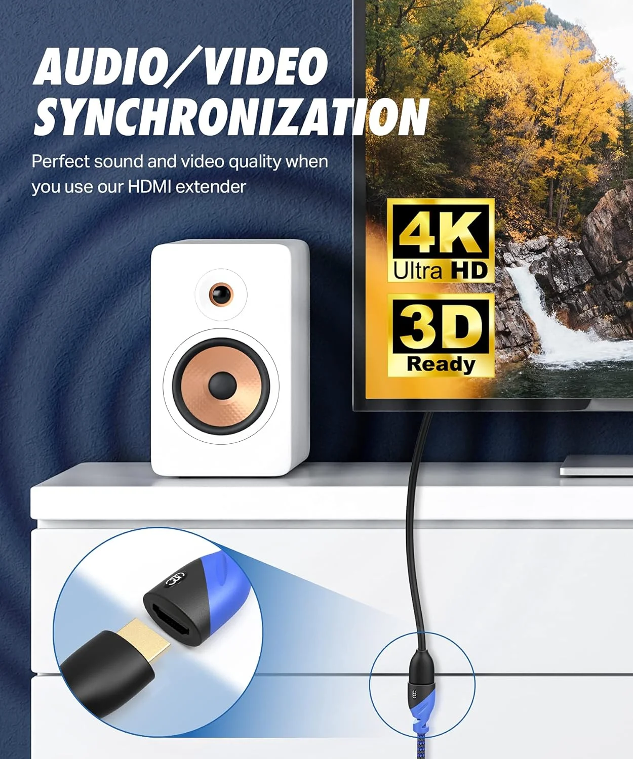 کابل افزایش طول HDMI با وضوح فوق العاده 3 متری - تبدیل نر به ماده 4K - طول 3 متر