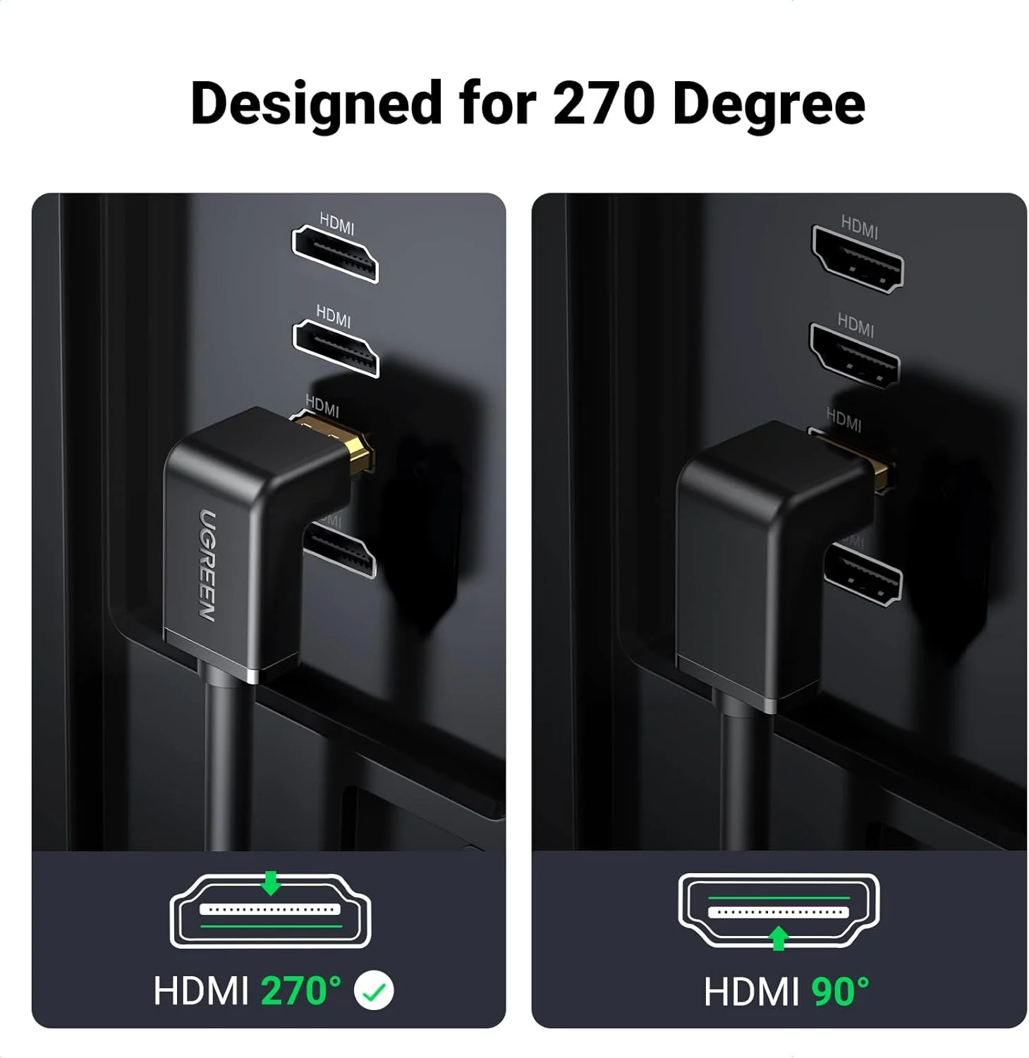 کابل HDMI یوگرین 4K با زاویه راست 270 درجه، کابل HDMI پرسرعت 2.0، سازگار با 4K@60Hz HD 3D 1080P ARC برای تلویزیون، کامپیوتر، نینتندو سوییچ، ایکس باکس، PS5، PS4، PS3، لپ تاپ، 1 متر کابل HDMI یوگرین 4K با زاویه راست 270 درجه، کابل HDMI پرسرعت 2.0، سازگار با 4K@60Hz HD 3D 1080P ARC برای تلویزیون، کامپیوتر، نینتندو سوییچ، ایکس باکس، PS5، PS4، PS3، لپ تاپ، 1 متر