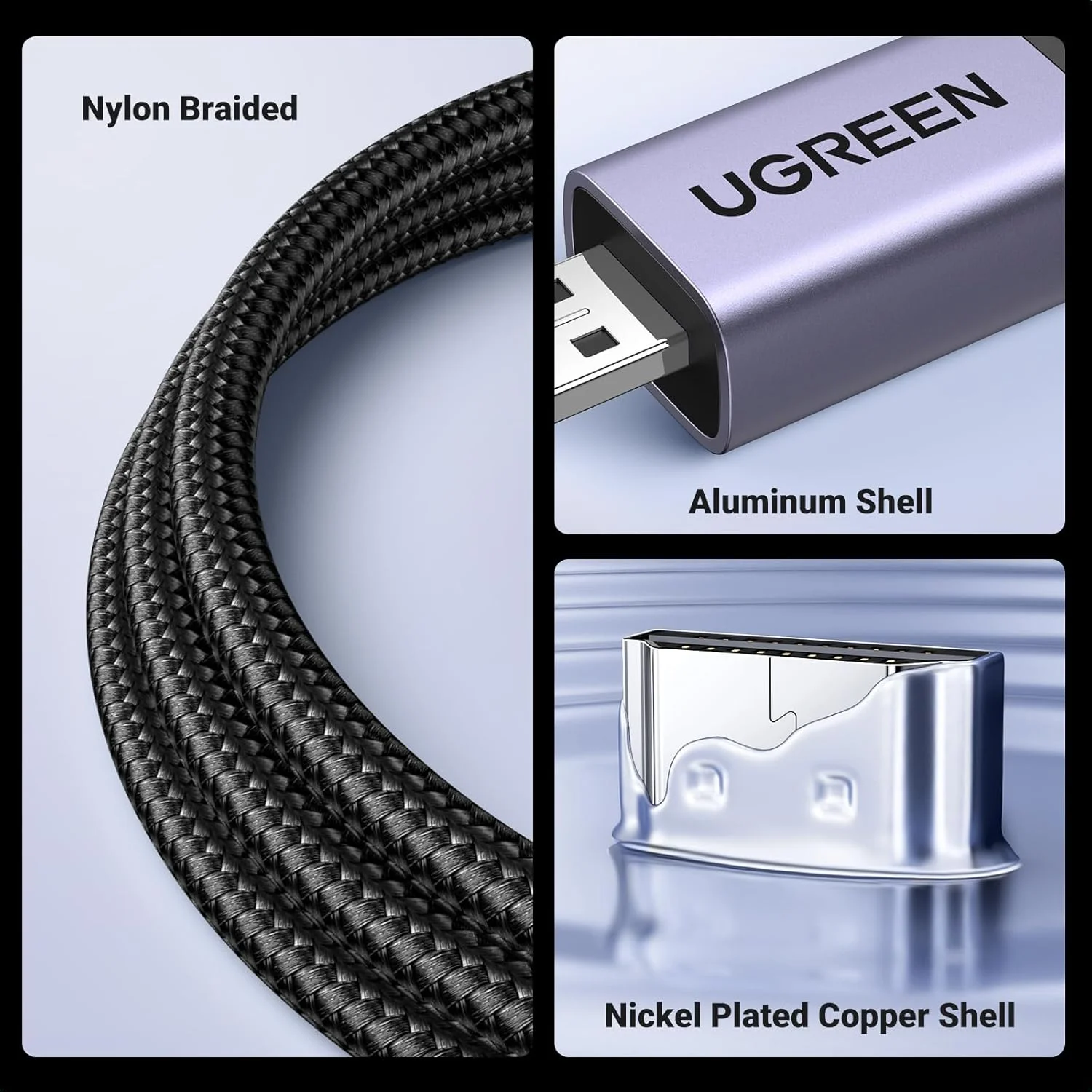 کابل میکرو HDMI به HDMI یوگرین 8K، طول 1 متر، روکش آلومینیومی بافته شده، سرعت فوق العاده بالای 48 گیگابیت بر ثانیه، پشتیبانی از 8K@60Hz، 4K@240Hz، پشتیبانی از HDR eARC Dolby سازگار با GoPro Raspberry Pi 5 Camera Nikon