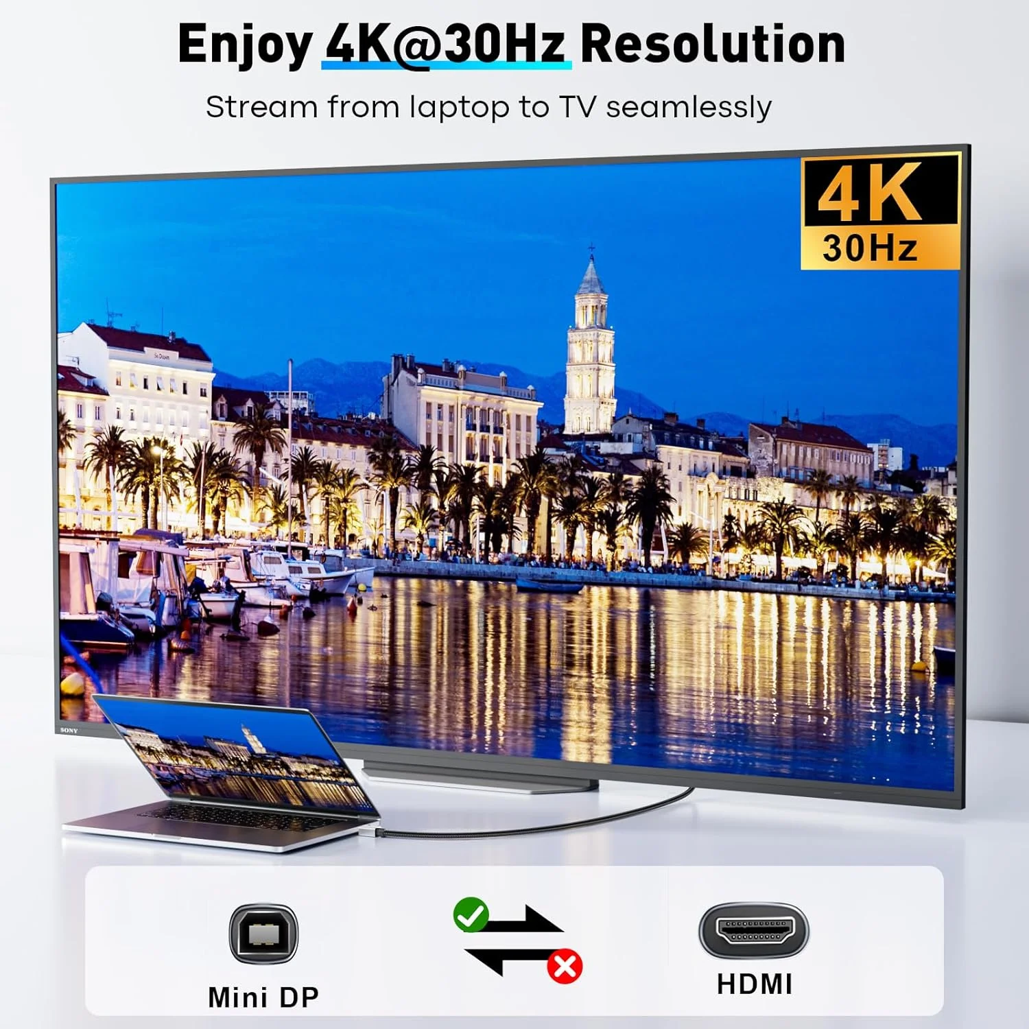 کابل Mini DisplayPort به HDMI طول 90 سانتی متر | کابل پرسرعت Thunderbolt 2 (DP) به HDMI با روکش بافته شده، پورت Mini Display برای MacBook Air/Pro، Mac mini، Surface Pro/Dock کابل Mini DisplayPort به HDMI طول 90 سانتی متر | کابل پرسرعت Thunderbolt 2 (DP) به HDMI با روکش بافته شده، پورت Mini Display برای MacBook Air/Pro، Mac mini، Surface Pro/Dock