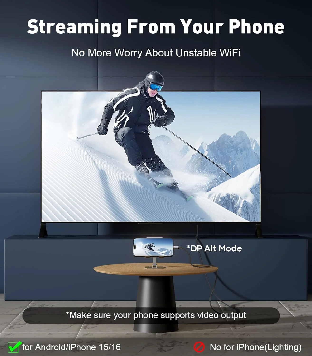 کابل USB C به HDMI 2.1 با رزولوشن 8K@60Hz و 4K@144Hz/120Hz، سرعت 48Gbps، HDCP2.3، HDR دینامیک، کابل بافته شده Type C به HDMI [سازگار با Thunderbolt 3/4/5] برای iPhone 16، MacBook Pro/Air، Dell، HP، Surface، طول 1.8 متر