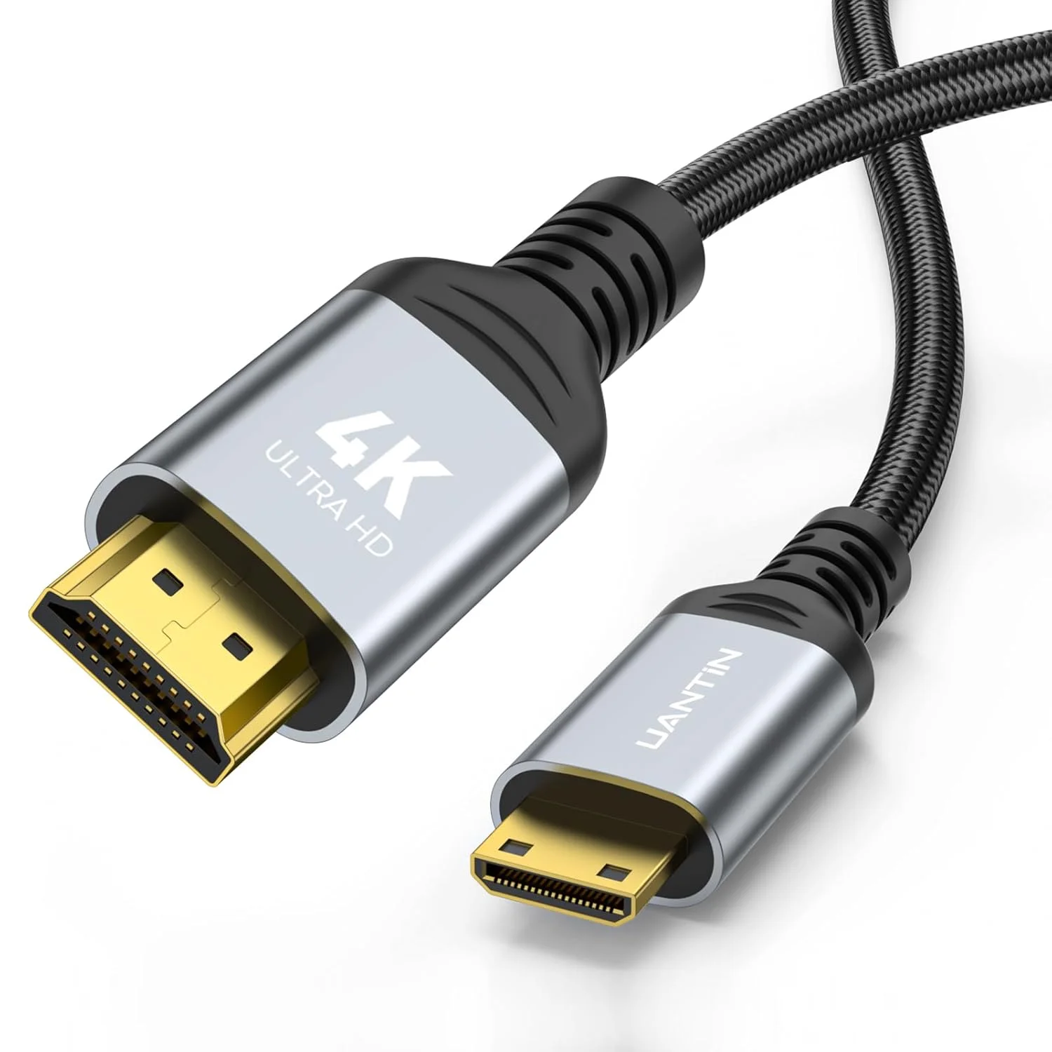 کابل مینی HDMI به HDMI طول 1.8 متر، 4K 60Hz سرعت بالا، کابل بافته شده مینی HDMI به HDMI 2.0، 18 گیگابیت بر ثانیه سازگار با دوربین، فیلمبردار، تبلت و کارت گرافیک/ویدیو، لپ تاپ، رزبری پای زیرو W