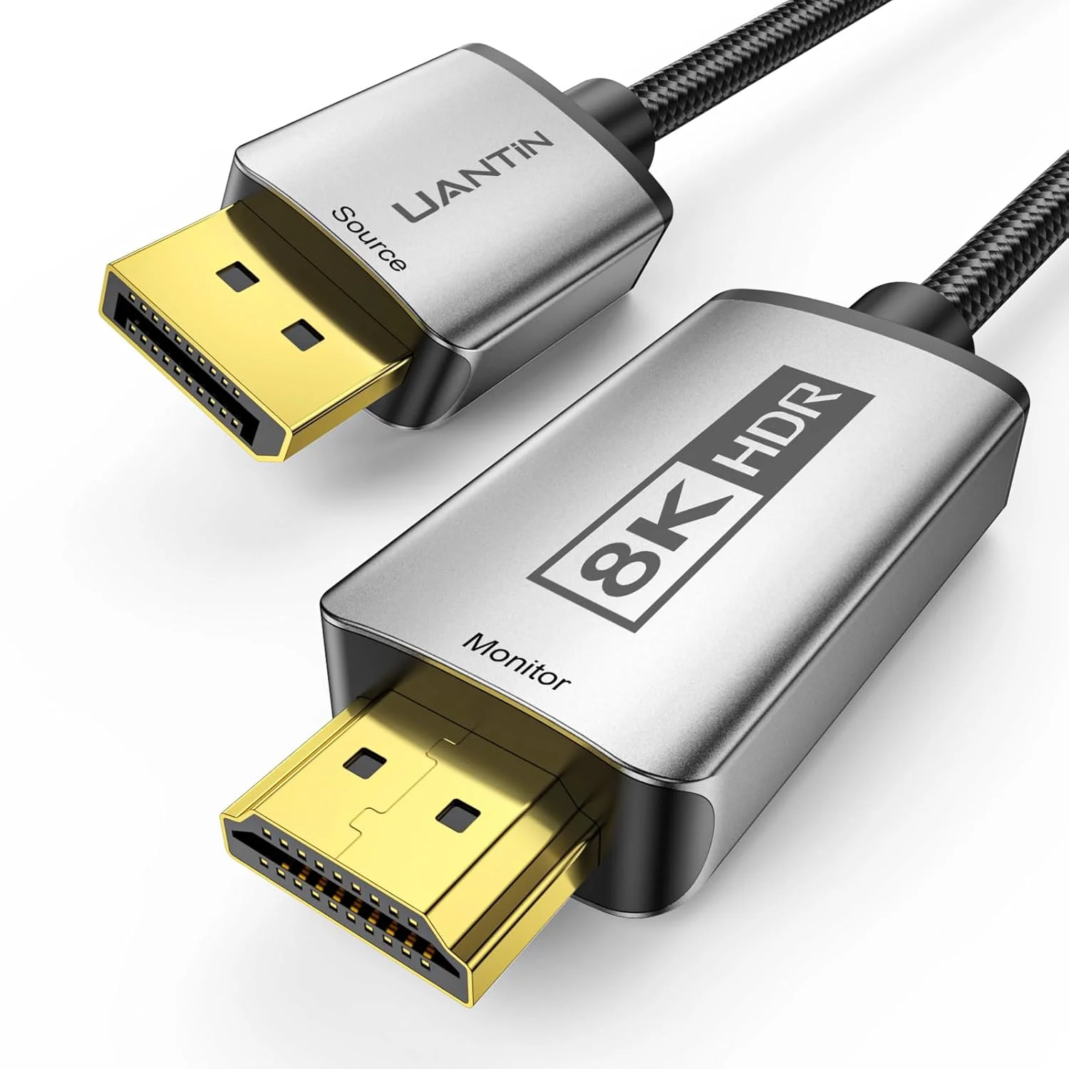 کابل DisplayPort 1.4 به HDMI 2.1 با رزولوشن 8K، طول 3 متر، پشتیبانی از 4K 120Hz/8K 60Hz، کابل آداپتور یک طرفه DP به HDMI، پهنای باند 32.4Gbps، HDR، HDCP2.3، پورت نمایشگر برای AMD، NVIAID، عدم سازگاری با PS5/Xbox، بدون پشتیبانی از VRR