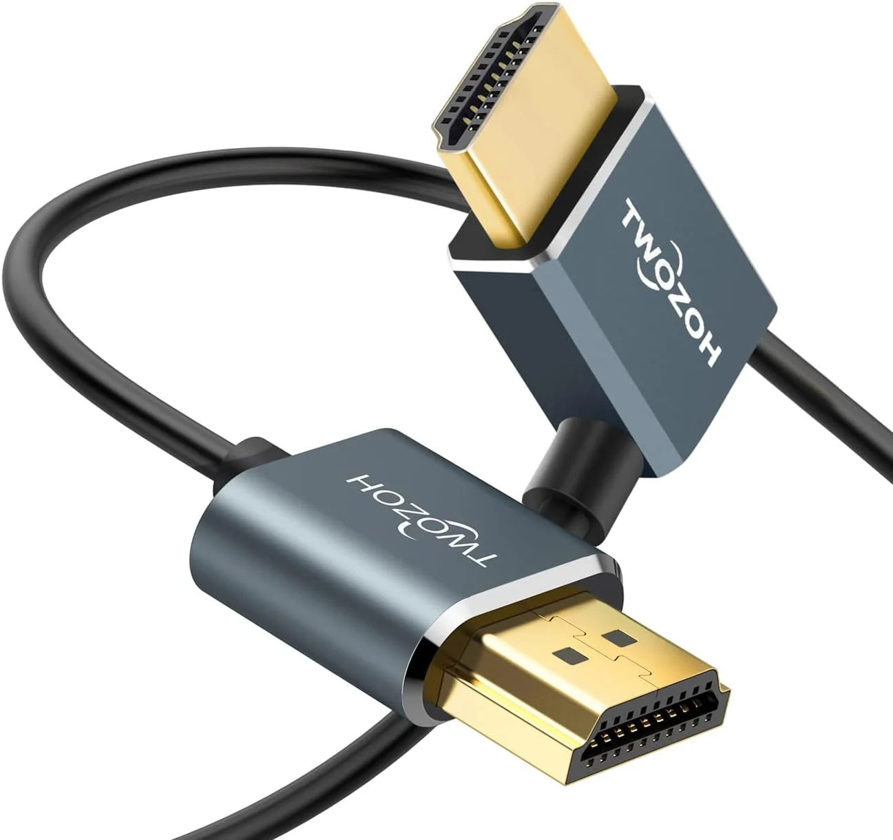 کابل HDMI به HDMI زاویه دار 90 درجه انعطاف پذیر Twozoh طول 30 سانتی متر، فوق العاده نازک و باریک با پشتیبانی از 3D/4K@60Hz
