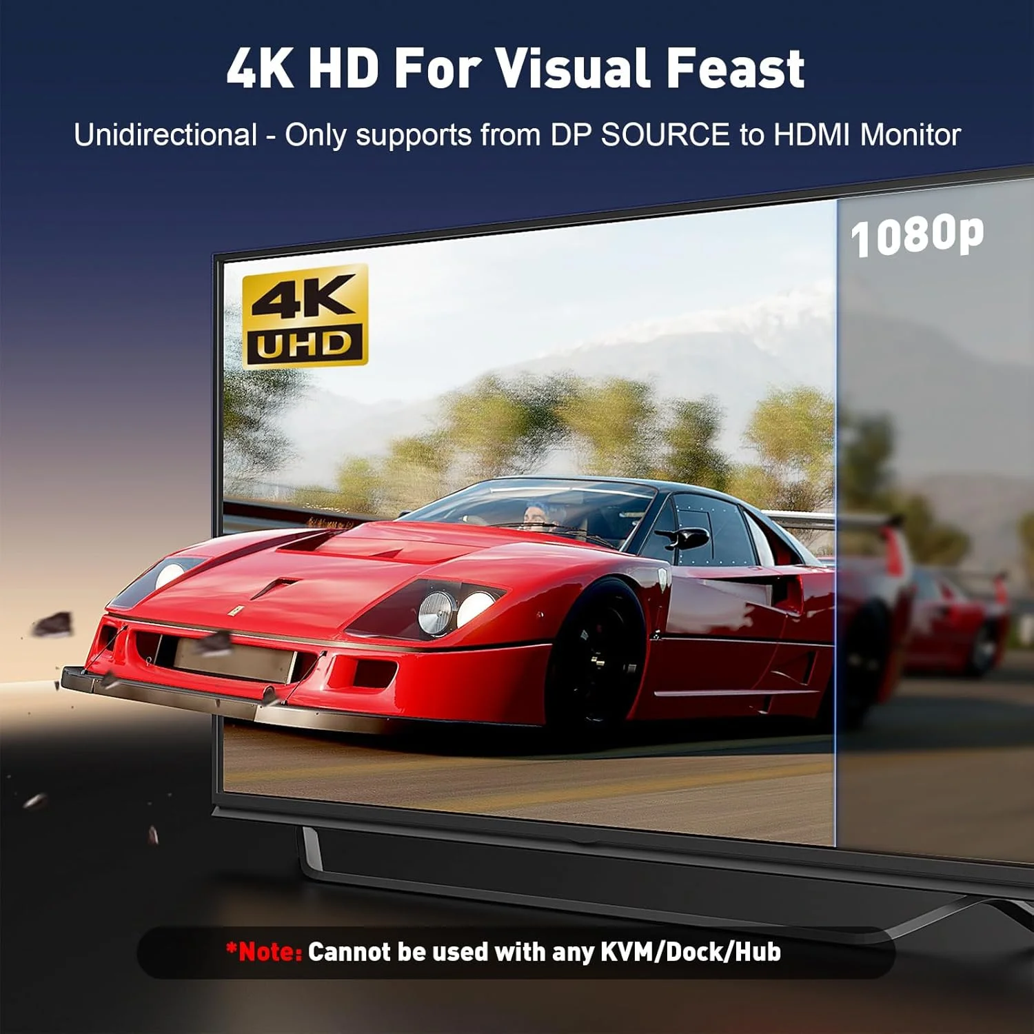 کابل DisplayPort به HDMI با کیفیت 4K، طول 1.8 متر (دو عدد) | 1080P@120Hz, 1440P/2K@60Hz، یک طرفه، روکش بافته شده، مناسب برای کامپیوتر، Dell، Lenovo، ThinkPad، HP، AMD، NVIDIA کابل DisplayPort به HDMI با کیفیت 4K، طول 1.8 متر (دو عدد) | 1080P@120Hz, 1440P/2K@60Hz، یک طرفه، روکش بافته شده، مناسب برای کامپیوتر، Dell، Lenovo، ThinkPad، HP، AMD، NVIDIA