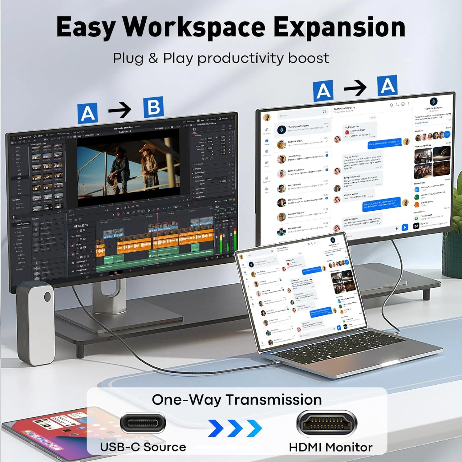 کابل USB C به HDMI به طول 1.8 متر | کابل پرسرعت USB 3.1 Type-C به HDMI 4K [سازگار با Thunderbolt 3/4/5] با MacBook، Galaxy S9 تا S24، iPhone 15/16، iPad Pro، iMac، Surface