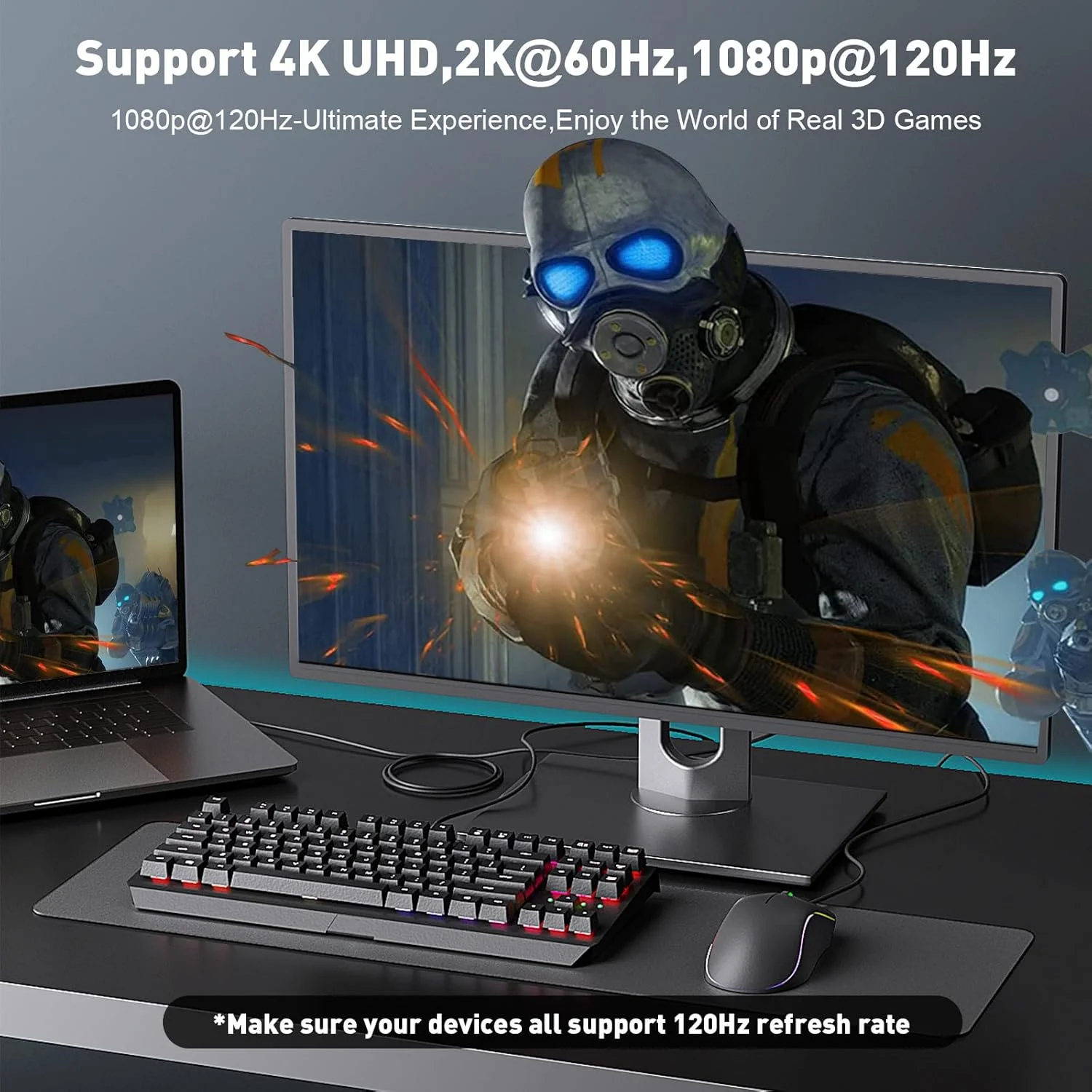 کابل DisplayPort به HDMI با کیفیت 4K، طول 1.8 متر (دو عدد) | 1080P@120Hz, 1440P/2K@60Hz، یک طرفه، روکش بافته شده، مناسب برای کامپیوتر، Dell، Lenovo، ThinkPad، HP، AMD، NVIDIA کابل DisplayPort به HDMI با کیفیت 4K، طول 1.8 متر (دو عدد) | 1080P@120Hz, 1440P/2K@60Hz، یک طرفه، روکش بافته شده، مناسب برای کامپیوتر، Dell، Lenovo، ThinkPad، HP، AMD، NVIDIA