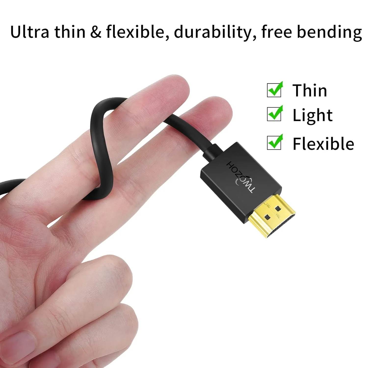 کابل HDMI باریک Twozoh، طول 4.5 متر، بسته 2 عددی، کابل HDMI به HDMI فوق العاده نازک و انعطاف پذیر با پشتیبانی از 4K@60Hz/2160P/1080P کابل HDMI باریک Twozoh، طول 4.5 متر، بسته 2 عددی، کابل HDMI به HDMI فوق العاده نازک و انعطاف پذیر با پشتیبانی از 4K@60Hz/2160P/1080P