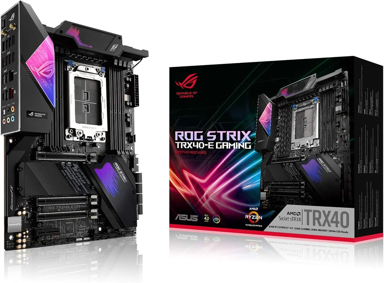 مادربرد ایسوس ROG Strix TRX40-E Gaming AMD نسل سوم AMD Ryzen Threadripper sTR4 ATX - دارای 16 فاز قدرت، WiFi 6 802.11Ax داخلی، 2.5 گیگابیت بر ثانیه، USB 3.2 Gen2 مادربرد ایسوس ROG Strix TRX40-E Gaming AMD نسل سوم AMD Ryzen Threadripper sTR4 ATX - دارای 16 فاز قدرت، WiFi 6 802.11Ax داخلی، 2.5 گیگابیت بر ثانیه، USB 3.2 Gen2