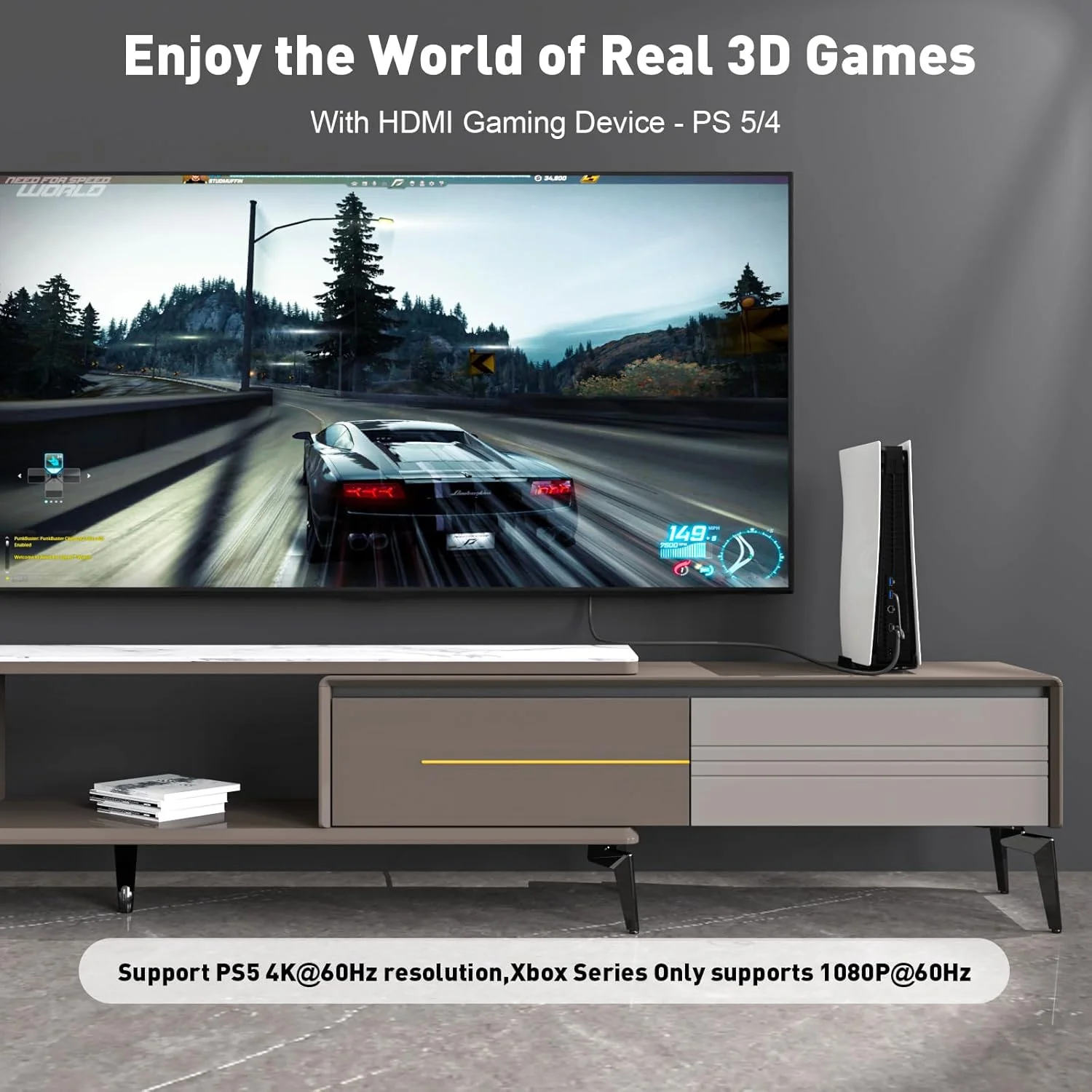 کابل تبدیل HDMI به DisplayPort (4K 60Hz, 1080p@120Hz) طول 1.8 متر، یک طرفه HDMI 2.0 کامپیوتر به آداپتور صفحه نمایش DP 1.2، سازگار با PC، لپ تاپ، AMD، NVIDIA، PS5