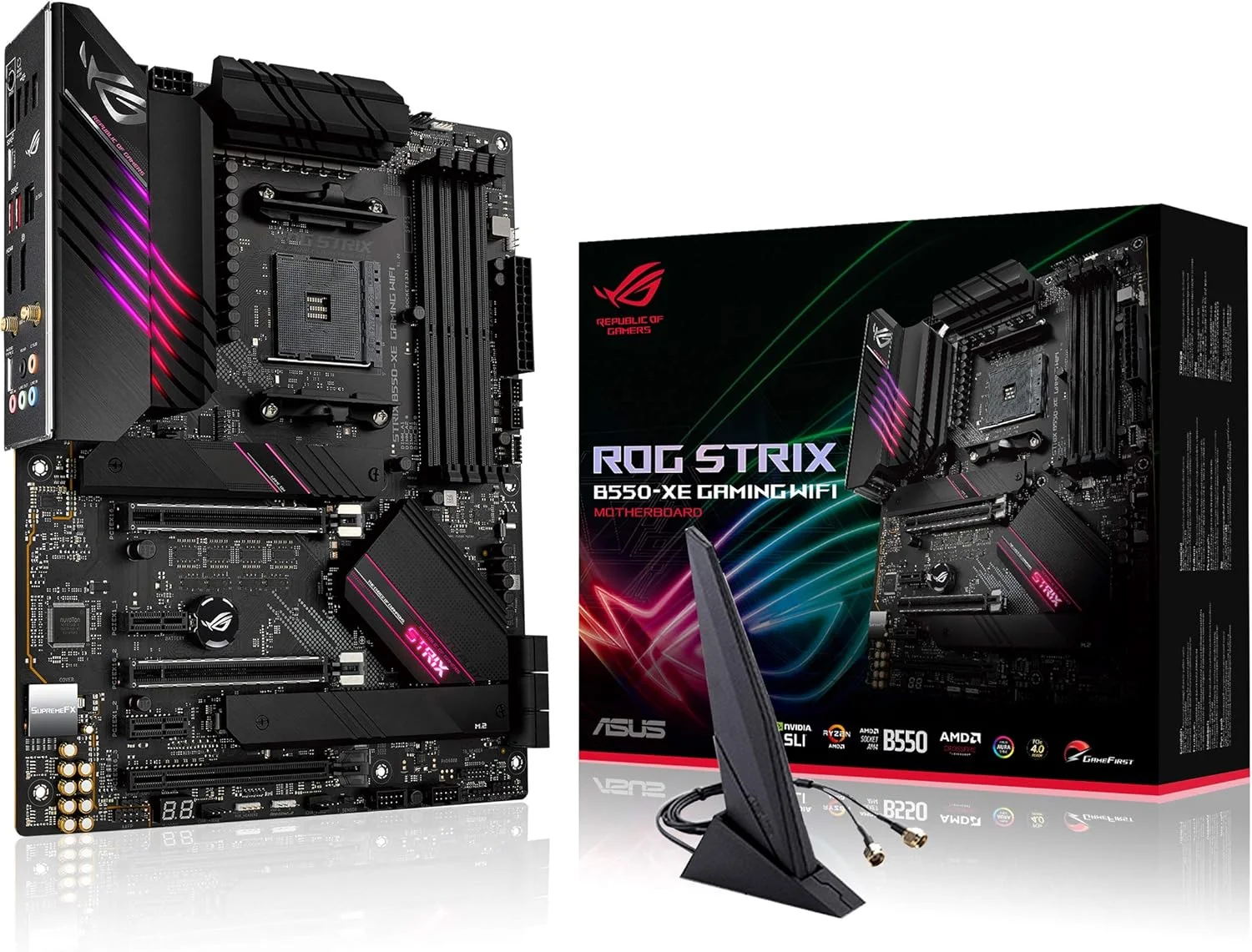 مادربرد ایسوس ROG Strix AMD AM4 ATX - WiFi 6، LAN 2.5Gb، 16 فاز قدرت، کارت Hyper M.2 Gen 4 همراه، RGB آدرس پذیر مادربرد ایسوس ROG Strix AMD AM4 ATX - WiFi 6، LAN 2.5Gb، 16 فاز قدرت، کارت Hyper M.2 Gen 4 همراه، RGB آدرس پذیر