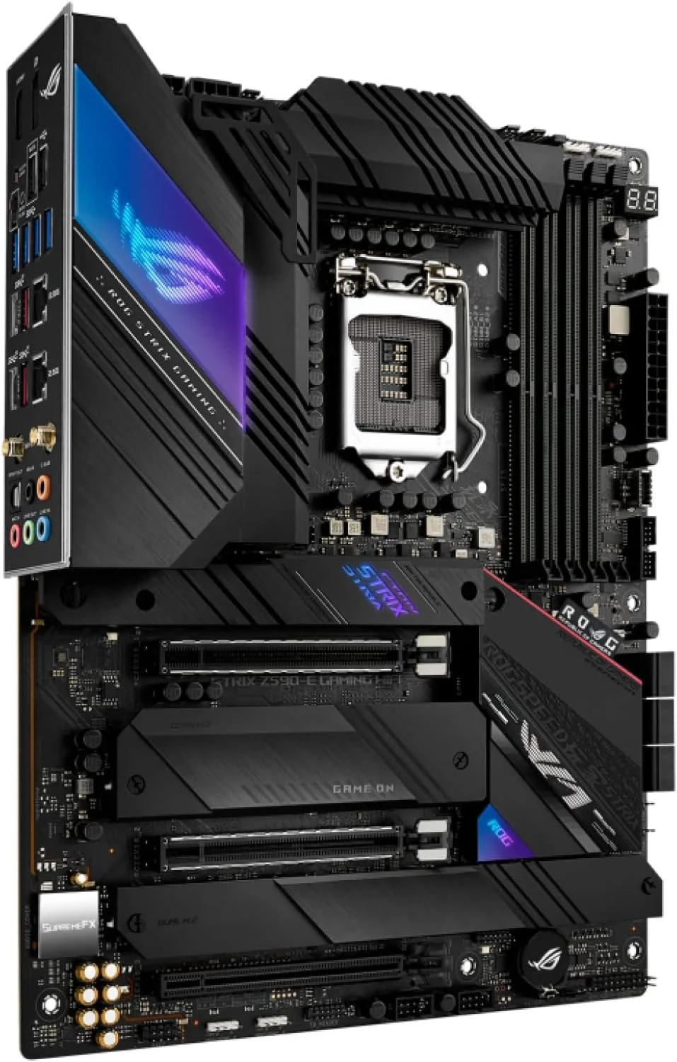 مادربرد گیمینگ ROG Strix Z590-E با WiFi 6E LGA 1200 (پشتیبانی از پردازنده های نسل 11 و 10 اینتل) ATX (PCIe 4.0, 14+2 Power Stages, DDR4 5333+, Dual Intel 2.5 Gb LAN, Thunderbolt 4, 4xM.2/NVMe SSD و Aura RGB)