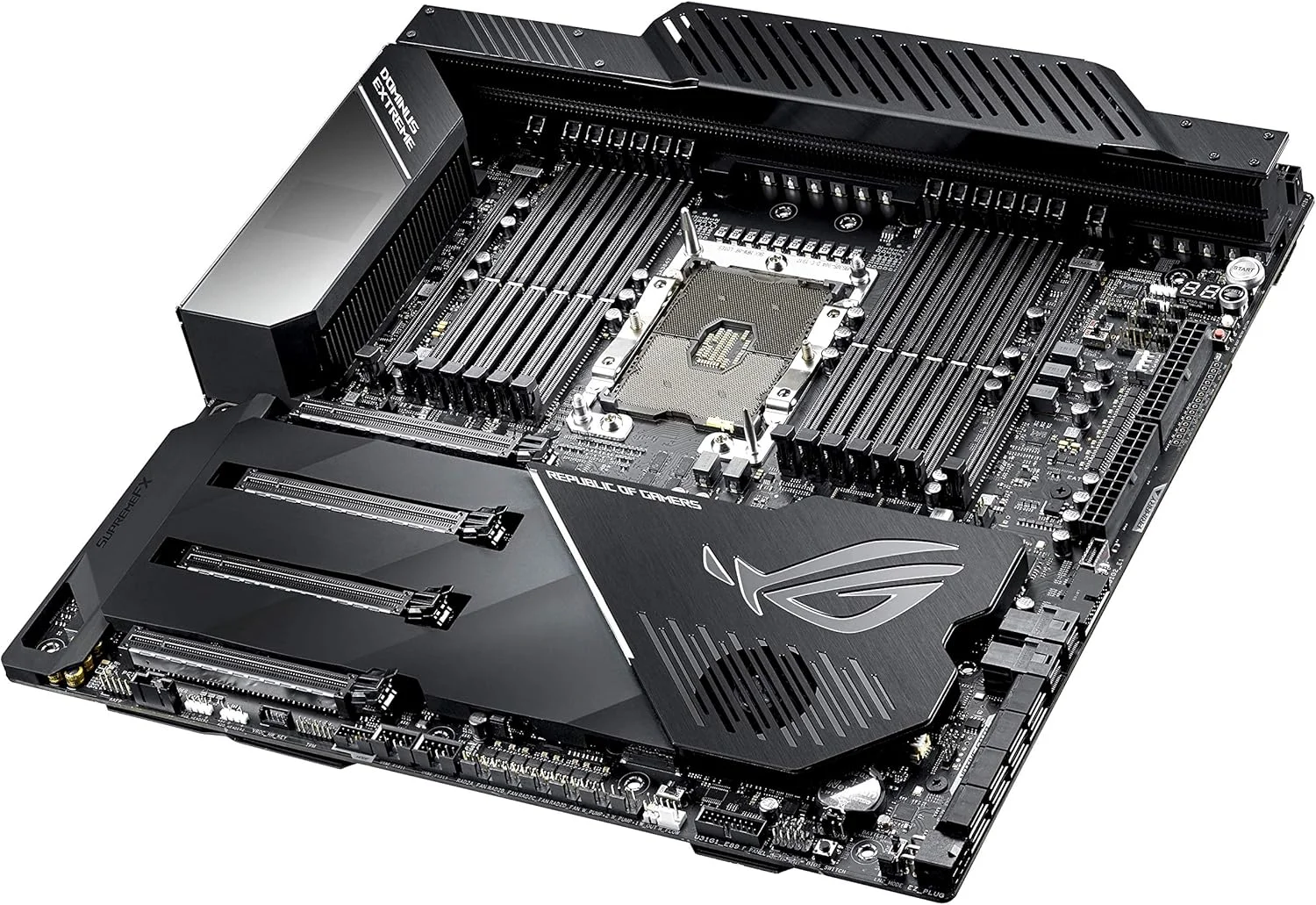 مادربرد ASUS ROG Dominus Extreme Intel LGA 3647 برای Xeon W-3175X (C621) با ۱۲ اسلات DIMM DDR4، M.2، U.2 و فرم فاکتور EEB به همراه کارت شبکه ۱۰G Aquantia و USB 3.1 مادربرد ASUS ROG Dominus Extreme Intel LGA 3647 برای Xeon W-3175X (C621) با ۱۲ اسلات DIMM DDR4، M.2، U.2 و فرم فاکتور EEB به همراه کارت شبکه ۱۰G Aquantia و USB 3.1