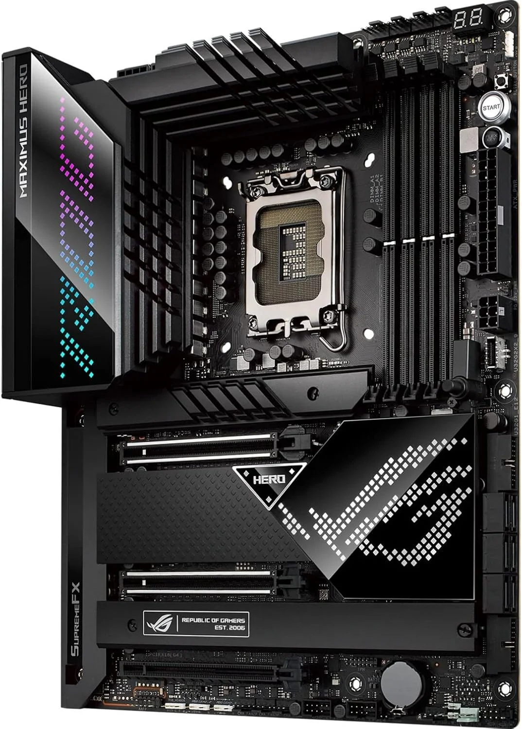 مادربرد گیمینگ ایسوس ROG Maximus Z690 Hero WiFi 6E ATX با PCIe 5.0، DDR5، 20+1 فاز قدرت، Thunderbolt 4 و 5xM.2 مادربرد گیمینگ ایسوس ROG Maximus Z690 Hero WiFi 6E ATX با PCIe 5.0، DDR5، 20+1 فاز قدرت، Thunderbolt 4 و 5xM.2