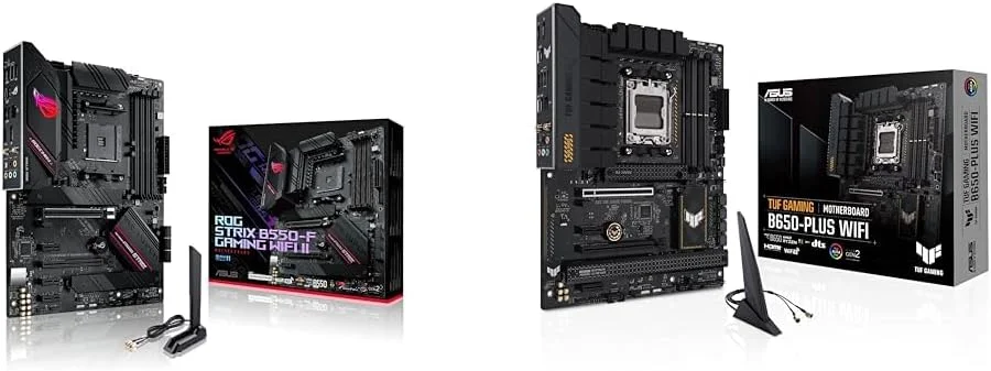 مادربرد ایسوس ROG Strix B550-F Gaming WiFi II AMD AM4 (نسل سوم Ryzen) ATX و مادربرد گیمینگ ایسوس TUF Gaming B650-PLUS WiFi Socket AM5 (LGA 1718) Ryzen 7000 ATX
