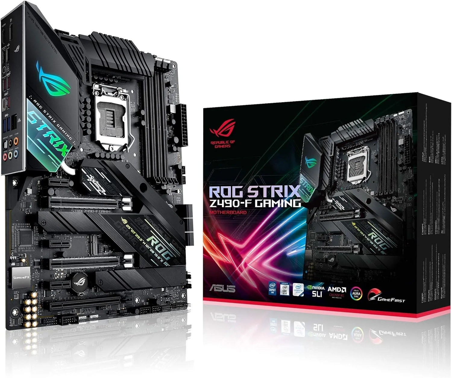 مادربرد ایسوس ROG STRIX Z490-F GAMING LGA 1200 (نسل دهم اینتل) Intel Z490 SATA 6Gb/s ATX (مراحل قدرت 12+2، DDR4 4800، اترنت 2.5 گیگابیتی اینتل، پنل جلویی USB 3.2 Type-C، M.2 دوگانه، AURA Sync) مادربرد ایسوس ROG STRIX Z490-F GAMING LGA 1200 (نسل دهم اینتل) Intel Z490 SATA 6Gb/s ATX (مراحل قدرت 12+2، DDR4 4800، اترنت 2.5 گیگابیتی اینتل، پنل جلویی USB 3.2 Type-C، M.2 دوگانه، AURA Sync)