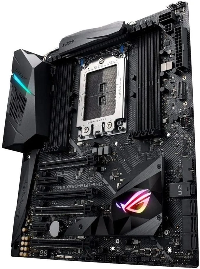 مادربرد ایسوس ROG STRIX X399-E GAMING AMD Ryzen Threadripper TR4 DDR4 M.2 U.2 X399 EATX HEDT با وای فای 802.11AC، USB 3.1 Gen2 و نورپردازی AURA Sync RGB مادربرد ایسوس ROG STRIX X399-E GAMING AMD Ryzen Threadripper TR4 DDR4 M.2 U.2 X399 EATX HEDT با وای فای 802.11AC، USB 3.1 Gen2 و نورپردازی AURA Sync RGB
