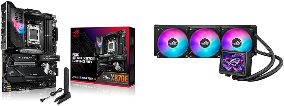 باندل مادربرد ایسوس ROG Strix X870E-E Gaming WiFi AMD AM5 ATX، DDR5 AEMP، WiFi 7، 5X M.2 + خنک کننده مایع پردازنده ASUS ROG RYUJIN III 360 ARGB Extreme AIO، سازگار با AMD و Intel، پمپ Asetek Gen8 V2 باندل مادربرد ایسوس ROG Strix X870E-E Gaming WiFi AMD AM5 ATX، DDR5 AEMP، WiFi 7، 5X M.2 + خنک کننده مایع پردازنده ASUS ROG RYUJIN III 360 ARGB Extreme AIO، سازگار با AMD و Intel، پمپ Asetek Gen8 V2