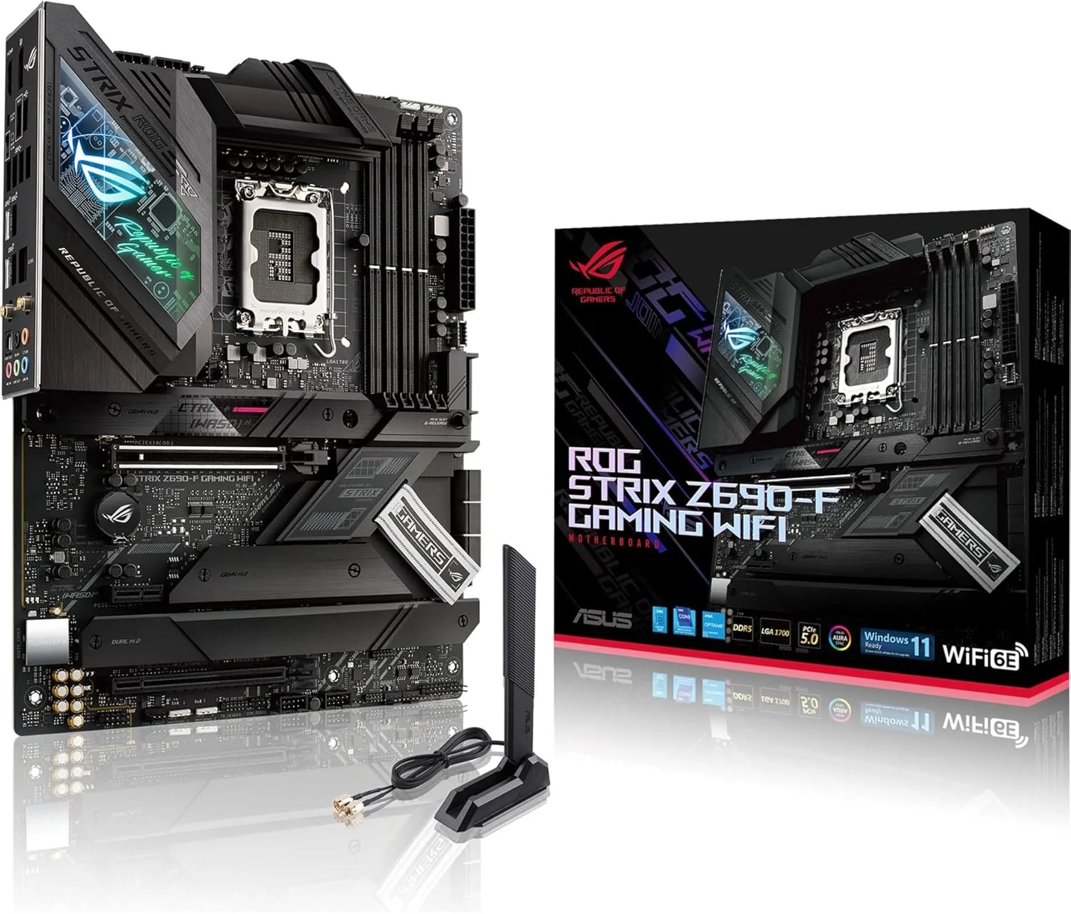مادربرد گیمینگ ایسوس ROG Strix Z690-F WiFi 6E LGA1700 (نسل دوازدهم اینتل) ATX (PCIe 5.0, DDR5, 16+1 فاز قدرت, LAN 2.5Gb, BT v5.2, Thunderbolt 4, 4xM.2, کانکتور USB 3.2 Gen 2x2 Type-C پنل جلو)