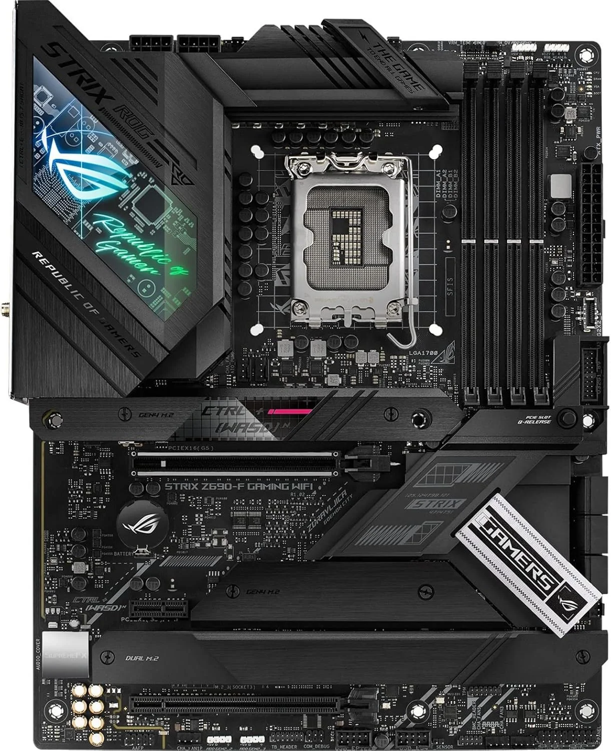 مادربرد گیمینگ ایسوس ROG Strix Z690-F WiFi 6E LGA1700 (نسل دوازدهم اینتل) ATX (PCIe 5.0, DDR5, 16+1 فاز قدرت, LAN 2.5Gb, BT v5.2, Thunderbolt 4, 4xM.2, کانکتور USB 3.2 Gen 2x2 Type-C پنل جلو)