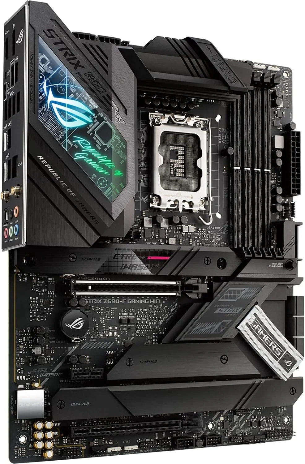 مادربرد گیمینگ ایسوس ROG Strix Z690-F WiFi 6E LGA1700 (نسل دوازدهم اینتل) ATX (PCIe 5.0, DDR5, 16+1 فاز قدرت, LAN 2.5Gb, BT v5.2, Thunderbolt 4, 4xM.2, کانکتور USB 3.2 Gen 2x2 Type-C پنل جلو)
