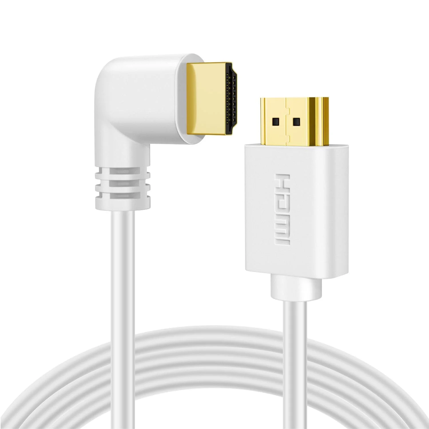 کابل HDMI زاویه راست TNP (3 متر) - کابل HDMI 2.0 پرسرعت سفید UHD 4K 60 هرتز 2K 2160p Full HD 1080p Quad HD 1440p 3D ARC/eARC اترنت برای Xbox One X و Apple TV 4K