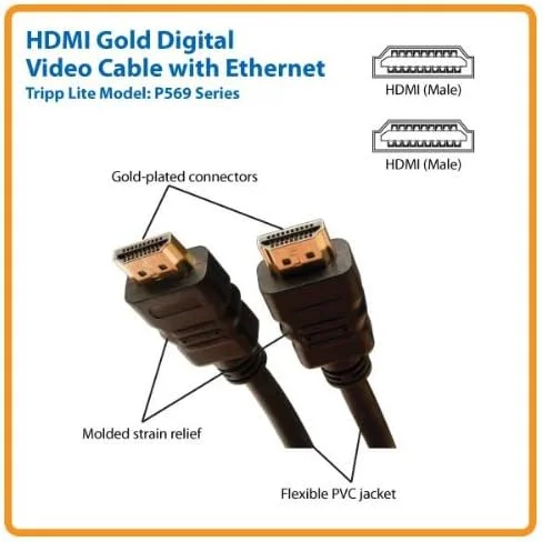 کابل HDMI پرسرعت Eaton Tripp Lite با اترنت و ویدئوی دیجیتال با صدا، Ultra HD 4K x 2K (نر و نرو)، 0.9 متر، مشکی کابل HDMI پرسرعت Eaton Tripp Lite با اترنت و ویدئوی دیجیتال با صدا، Ultra HD 4K x 2K (نر و نرو)، 0.9 متر، مشکی