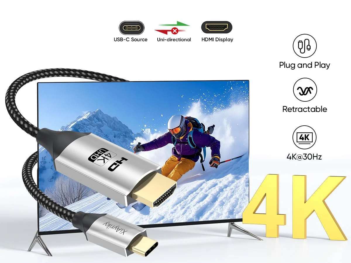 کابل USB-C به HDMI طول 3 فوت، بسته 2 عددی، کابل 4K USBC به HDMI (سازگار با Thunderbolt 3/4/5)، منبع Type C به مانیتور HDMI برای iPhone 16/15/Galaxy S25/MacBook Pro Air/Mac mini 2024/iPad Pro/Pixel/Surface Pro کابل USB-C به HDMI طول 3 فوت، بسته 2 عددی، کابل 4K USBC به HDMI (سازگار با Thunderbolt 3/4/5)، منبع Type C به مانیتور HDMI برای iPhone 16/15/Galaxy S25/MacBook Pro Air/Mac mini 2024/iPad Pro/Pixel/Surface Pro