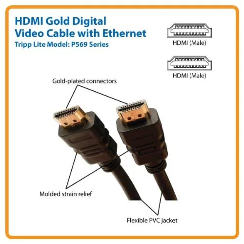 کابل HDMI پرسرعت Tripp Lite با اترنت، Ultra HD 4K x 2K، ویدئوی دیجیتال با صدا (M/M)، 7.6 متر (P569-025)