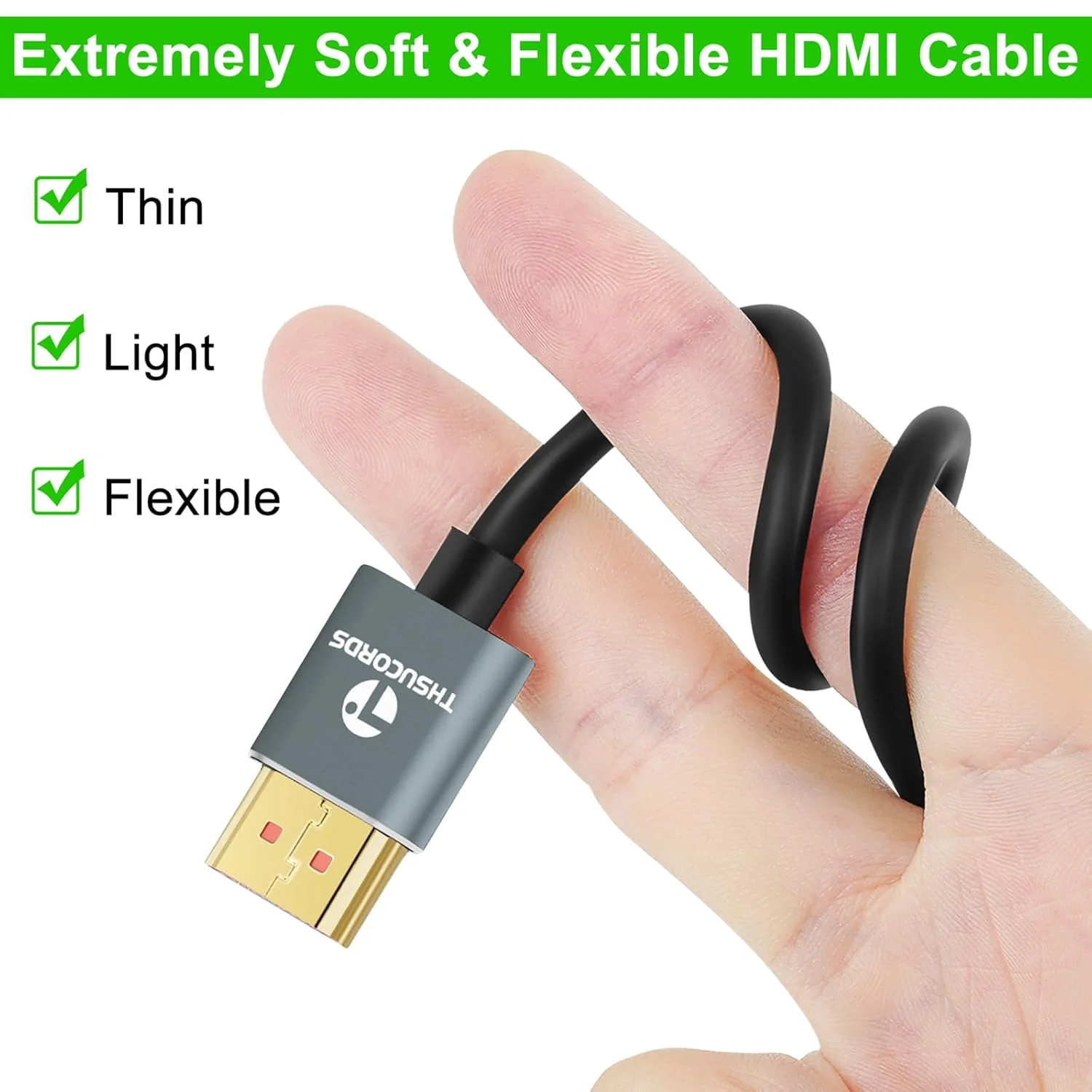 کابل HDMI فوق العاده نازک 4.5 متری، کابل HDMI نرم و انعطاف پذیر 8K 4K به HDMI (سیم HDMI) پشتیبانی از 4K@120Hz 8K@60Hz 48Gbps برای Roku TV/HDTV/PS5/Blu-ray/مانیتور PC/پروژکتور