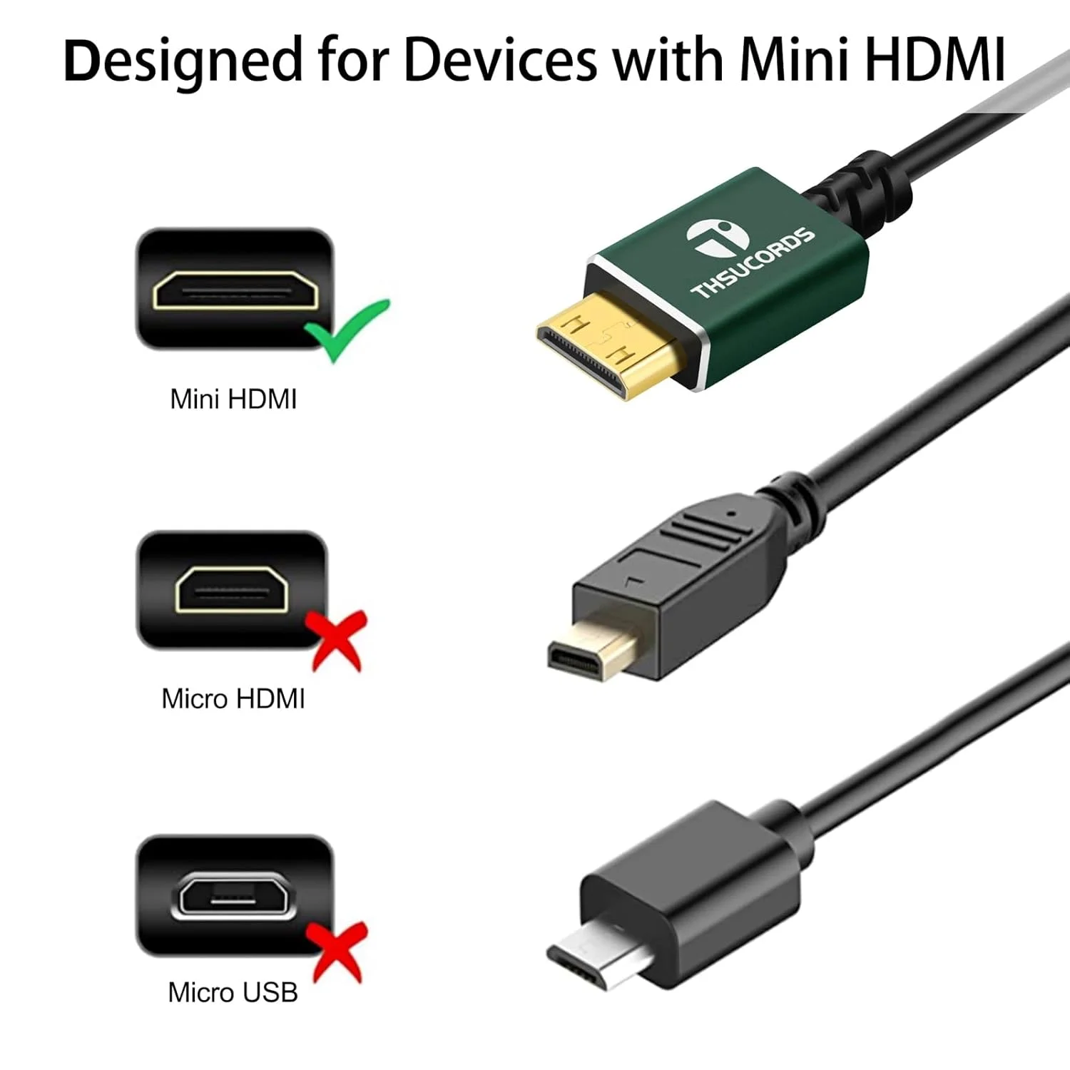 کابل مینی HDMI به HDMI باریک 1 متری، فوق العاده نازک و انعطاف پذیر، پشتیبانی از 3D/4K@60Hz/18gbps/2160P/1080P