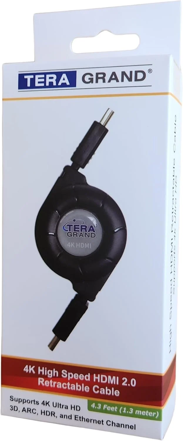 کابل جمع‌شونده HDMI 2.0 با سرعت بالا Tera Grand Premium 4K، طول تا 1.3 متر - پشتیبانی از 4K Ultra HD، 3D، ARC، HDR و کانال اترنت