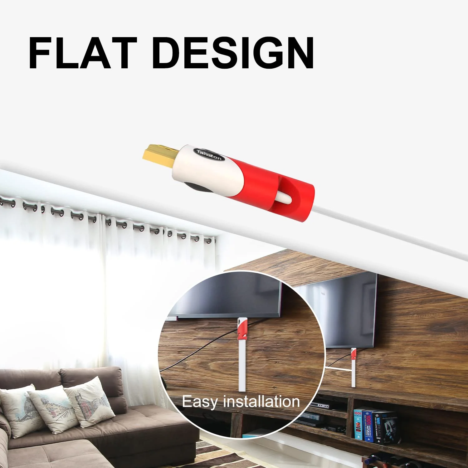 کابل HDMI تخت سرعت بالا (15 متر) پشتیبانی از 4K 2160P، 3D، 1080P، کانال بازگشت صدا