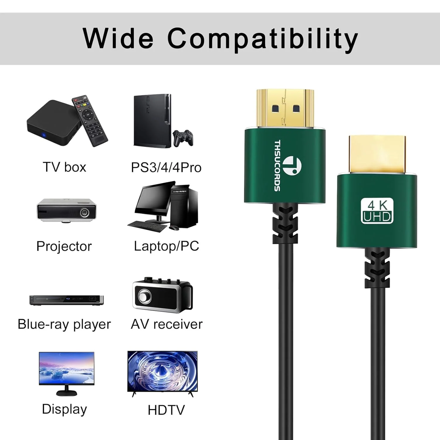 کابل باریک HDMI به HDMI طول 3 متر، بسته 2 عددی، فوق العاده باریک و انعطاف پذیر، پشتیبانی از سرعت بالا 4K@60Hz و 18 گیگابیت بر ثانیه و رزولوشن 2160p و 1080p