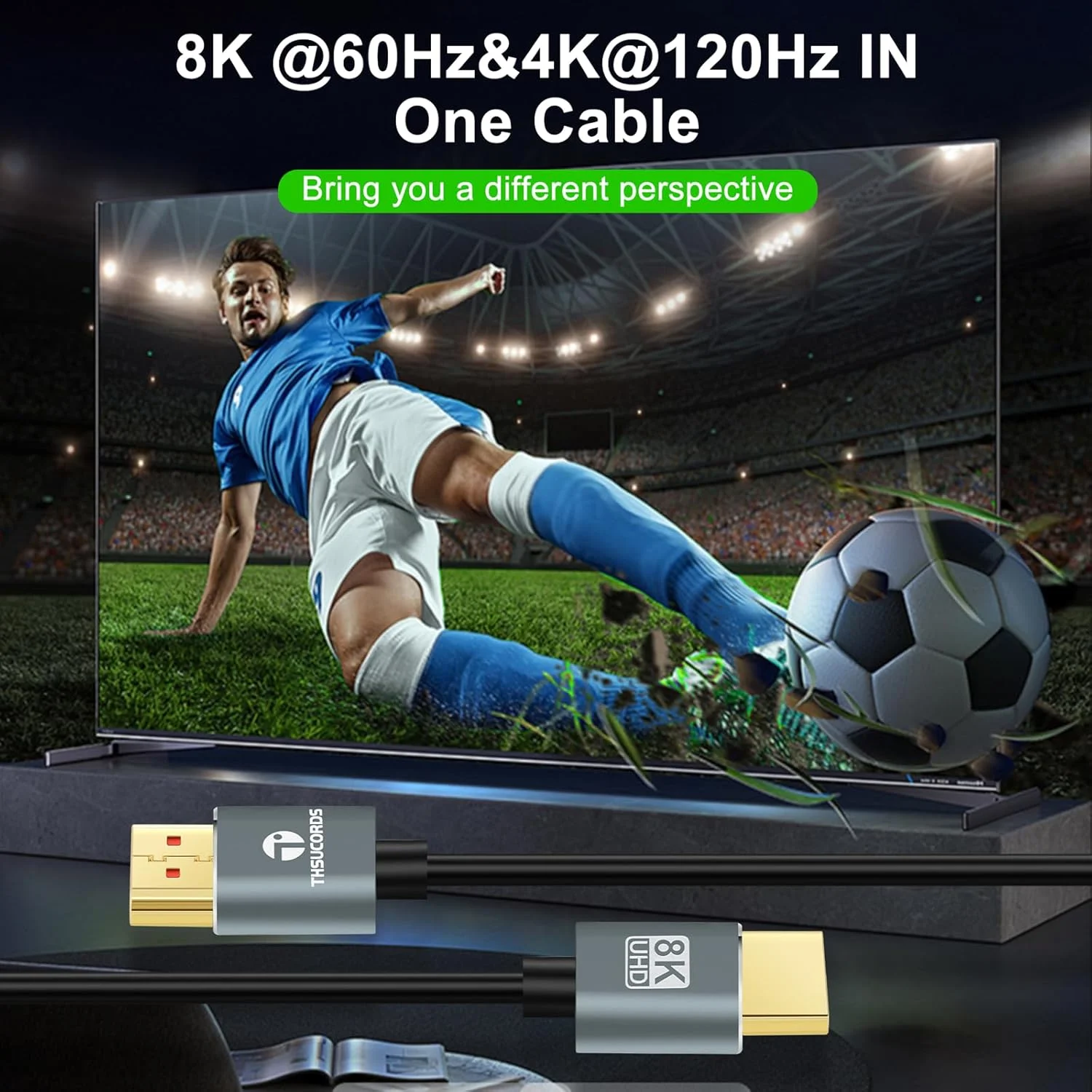 کابل HDMI فوق العاده نازک 4.5 متری، کابل HDMI نرم و انعطاف پذیر 8K 4K به HDMI (سیم HDMI) پشتیبانی از 4K@120Hz 8K@60Hz 48Gbps برای Roku TV/HDTV/PS5/Blu-ray/مانیتور PC/پروژکتور