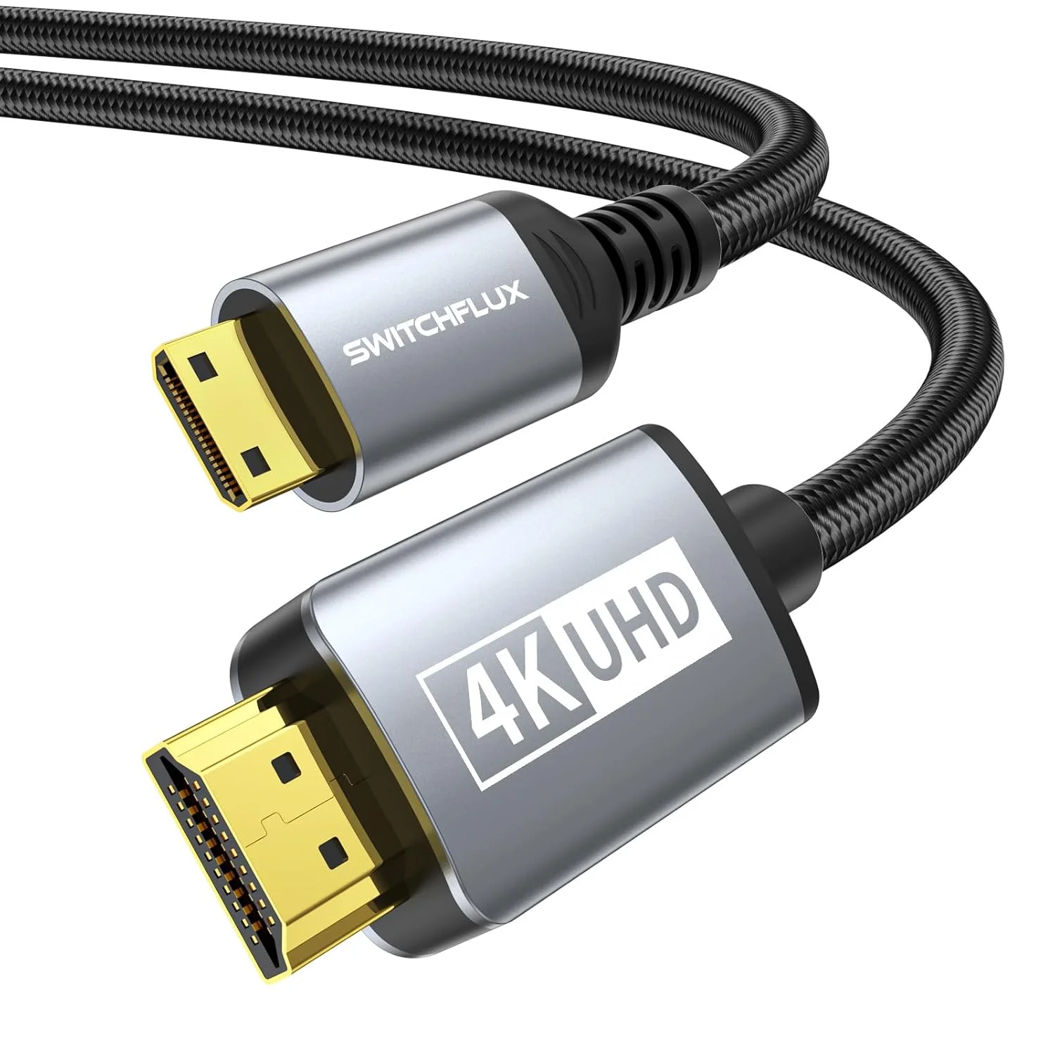 کابل مینی HDMI به HDMI طول 1.8 متر، 4K 60Hz سرعت بالا HDMI 2.0 [بدنه آلومینیومی، روکش نایلونی بافته شده] برای دوربین، فیلمبردار، تبلت، لپ تاپ، کارت گرافیک/ویدیو، رزبری پای زیرو