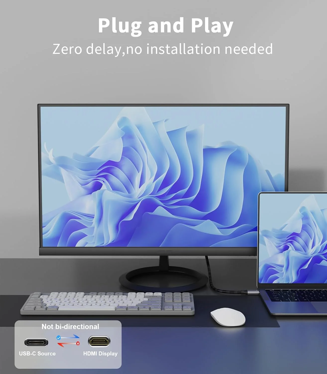 کابل USB C به HDMI 2.1 به طول 1.8 متر (8K@60Hz,4K@144Hz,2K@240Hz) کابل بافته شده Type-C به HDMI، سازگار با [Thunderbolt 3/4/5] برای سری iPhone 15، MacBook Pro/Air، iPad Pro، Surface، Dell، HP