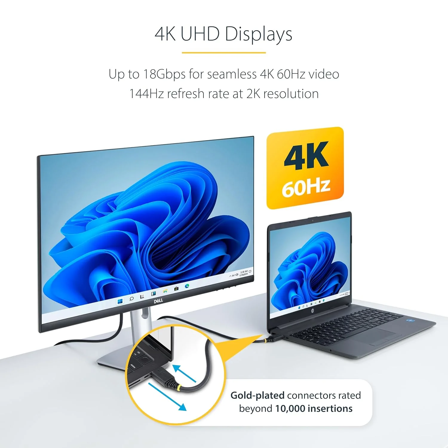 کابل HDMI پرسرعت ممتاز StarTech.com به طول 4.5 متر (15 فوت)، 4K 60Hz/1440p 144Hz، 18Gbps، کابل UHD HDMI 2.0، روکش TPE