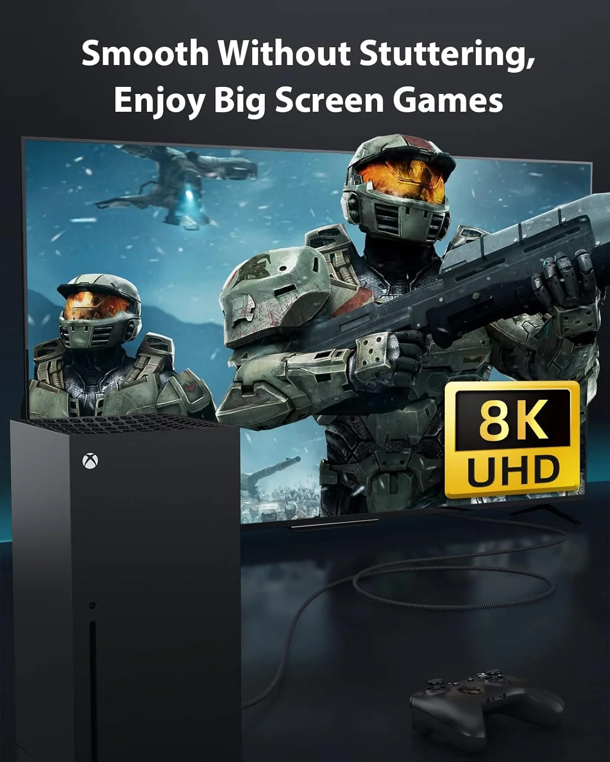 کابل HDMI 8K استوچی، 1.2 متری، بسته 2 عددی، کابل بافته شده باریک HDMI® سرعت فوق العاده بالا 48 گیگابیت بر ثانیه (8K@60Hz، 4K@120Hz، 2K@144Hz) SBTM eARC Dolby Vision برای PS5 PS4 X-Box Series X