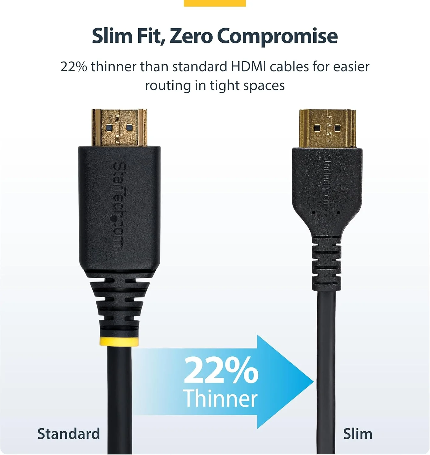 کابل باریک HDMI با اترنت StarTech.com به طول 1.5 متر، کابل ممتاز HDMI 2.0 انعطاف پذیر، UHD 4K 60Hz HDR10، طراحی بادوام با روکش TPE