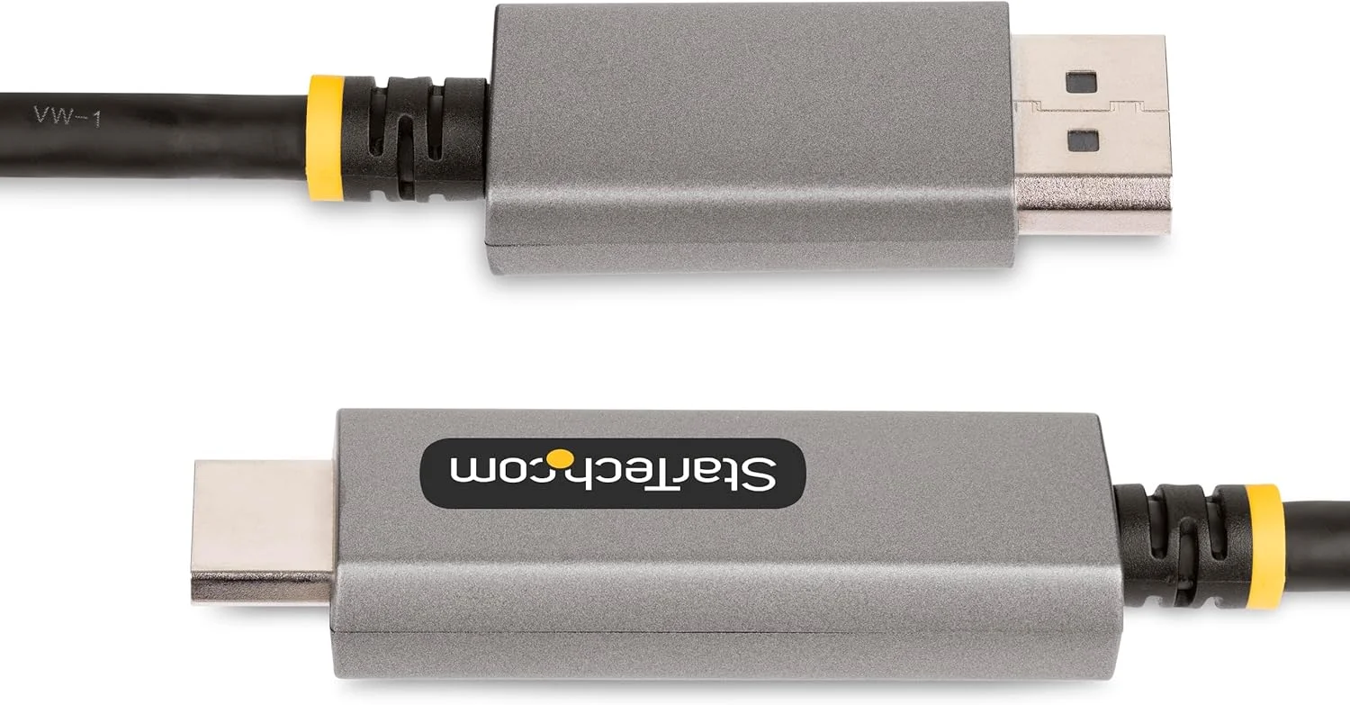 کابل تبدیل DisplayPort به HDMI استار تک، 2 متری، 8K 60Hz، 4K 144Hz، HDR10، تبدیل کننده فعال ویدئو DP 1.4 به HDMI 2.1، اتصال DisplayPort کامپیوتر به مانیتور HDMI (133DISPLAYPORTHDMI21)