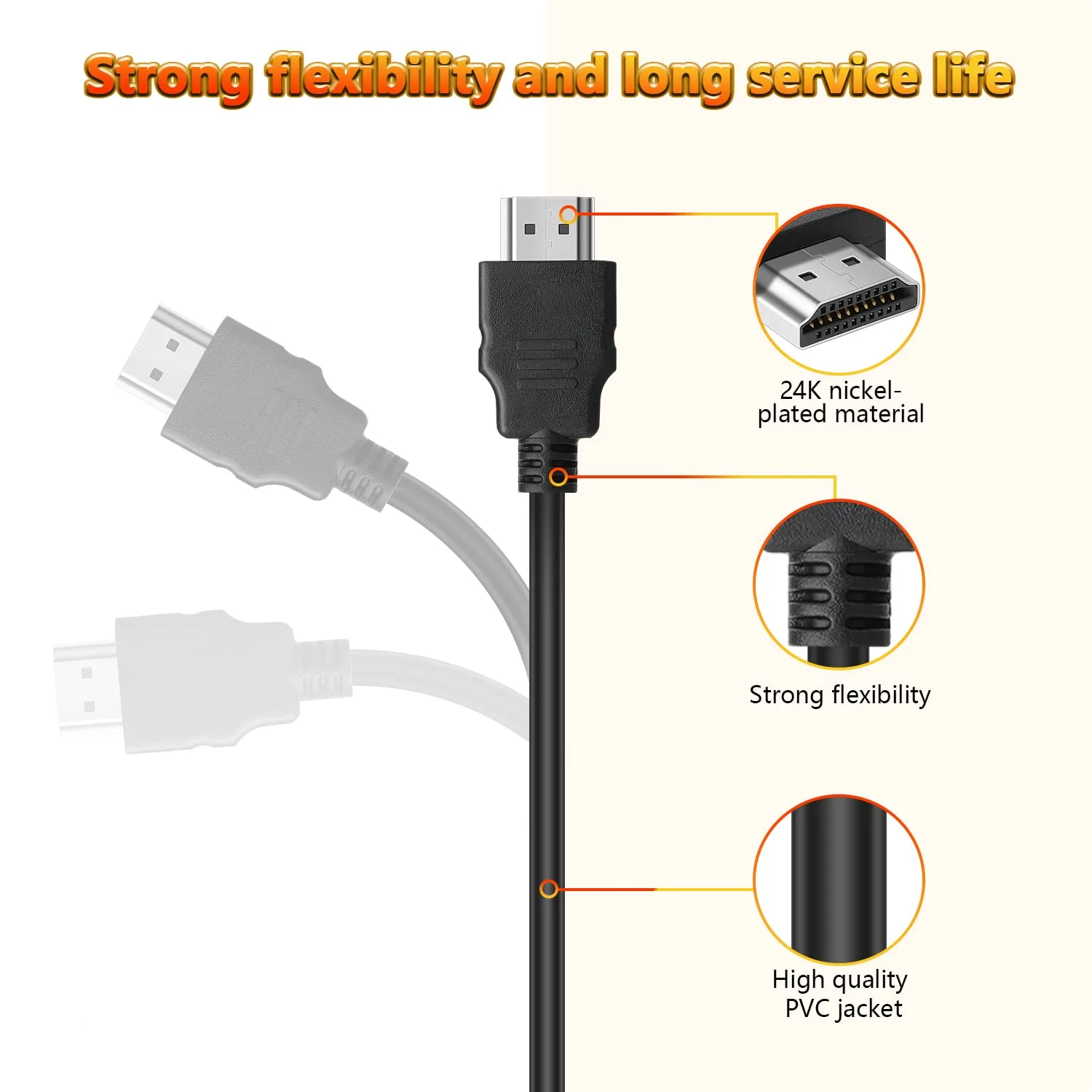 کابل HDMI بسته 10 عددی 90 سانتیمتری، کابل بافته شده HDMI پرسرعت 18 گیگابیت بر ثانیه، 1080p@60Hz، Dolby TrueHD، DTS-HD سازگار با لپتاپ، مانیتور، PS3، تلویزیون و غیره کابل HDMI بسته 10 عددی 90 سانتیمتری، کابل بافته شده HDMI پرسرعت 18 گیگابیت بر ثانیه، 1080p@60Hz، Dolby TrueHD، DTS-HD سازگار با لپتاپ، مانیتور، PS3، تلویزیون و غیره