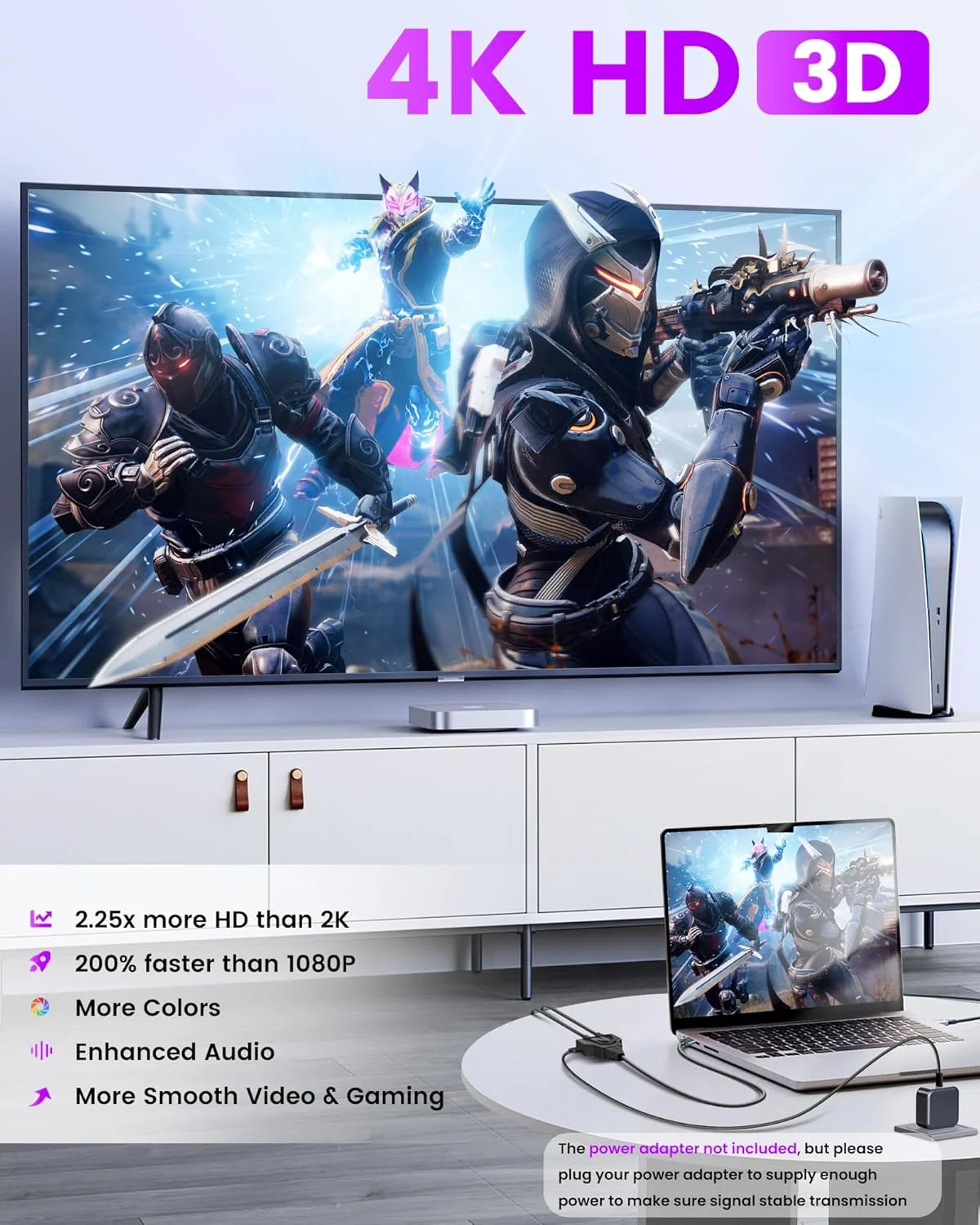 اسپلیتر HDMI 4K یک ورودی به دو خروجی با کابل ثابت HDMI 2.0 به طول 0.5 متر - نمایش آینه ای (نه صفحه نمایش گسترده)، اسپلیتر کابل HDMI یک نر به دو ماده، اسپلیتر مانیتور HDMI پشتیبانی از 1080P 3D برای HDTV، PS4، پروژکتور