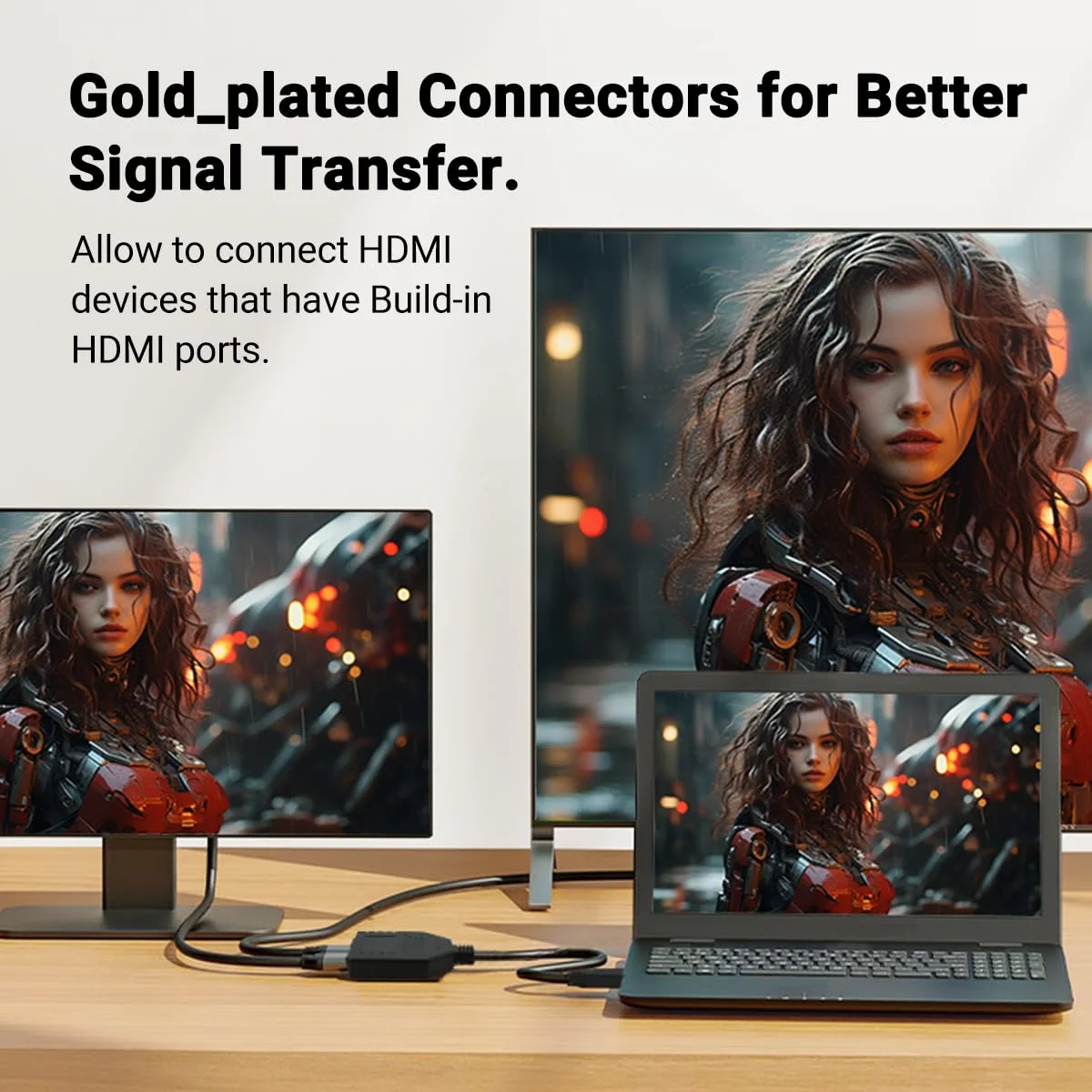 کابل تبدیل HDMI یک به دو، کابل آداپتور HDMI نر به دو پورت مادگی، پشتیبانی از دو تلویزیون با اندازه یکسان به طور همزمان، سیگنال یک ورودی به دو خروجی 1080P فقط حالت آینه ای، عدم پشتیبانی از گسترش صفحه نمایش