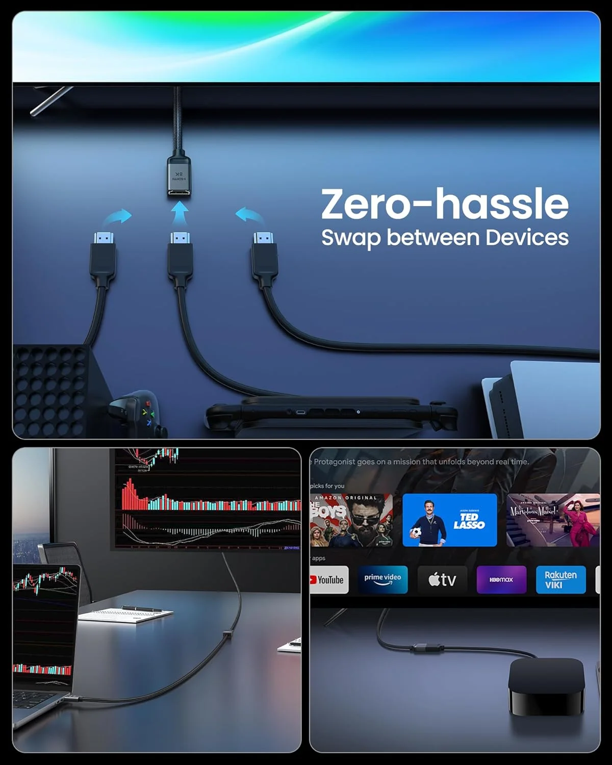 کابل افزایش طول HDMI سیلکلند 8K، طول 1.5 متر، مبدل HDMI 2.1 نر به ماده با سرعت فوق العاده بالا 48 گیگابیت بر ثانیه، سازگار با Fire Stick، Roku TV، Blu-Ray، لپ تاپ، PS5/4