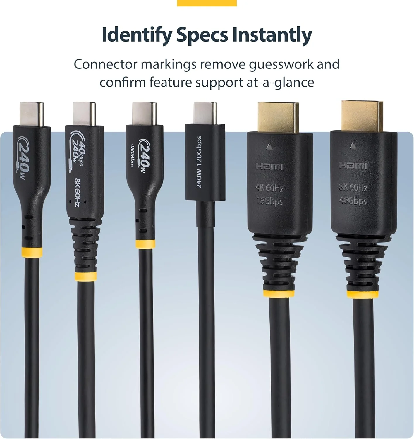 کابل HDMI بسیار پرسرعت 50 سانتی‌متری (1.6 فوت) StarTech.com، 8K 60Hz/4K 120Hz، کابل HDMI 2.1 با HDR10+ / eARC، 48Gbps