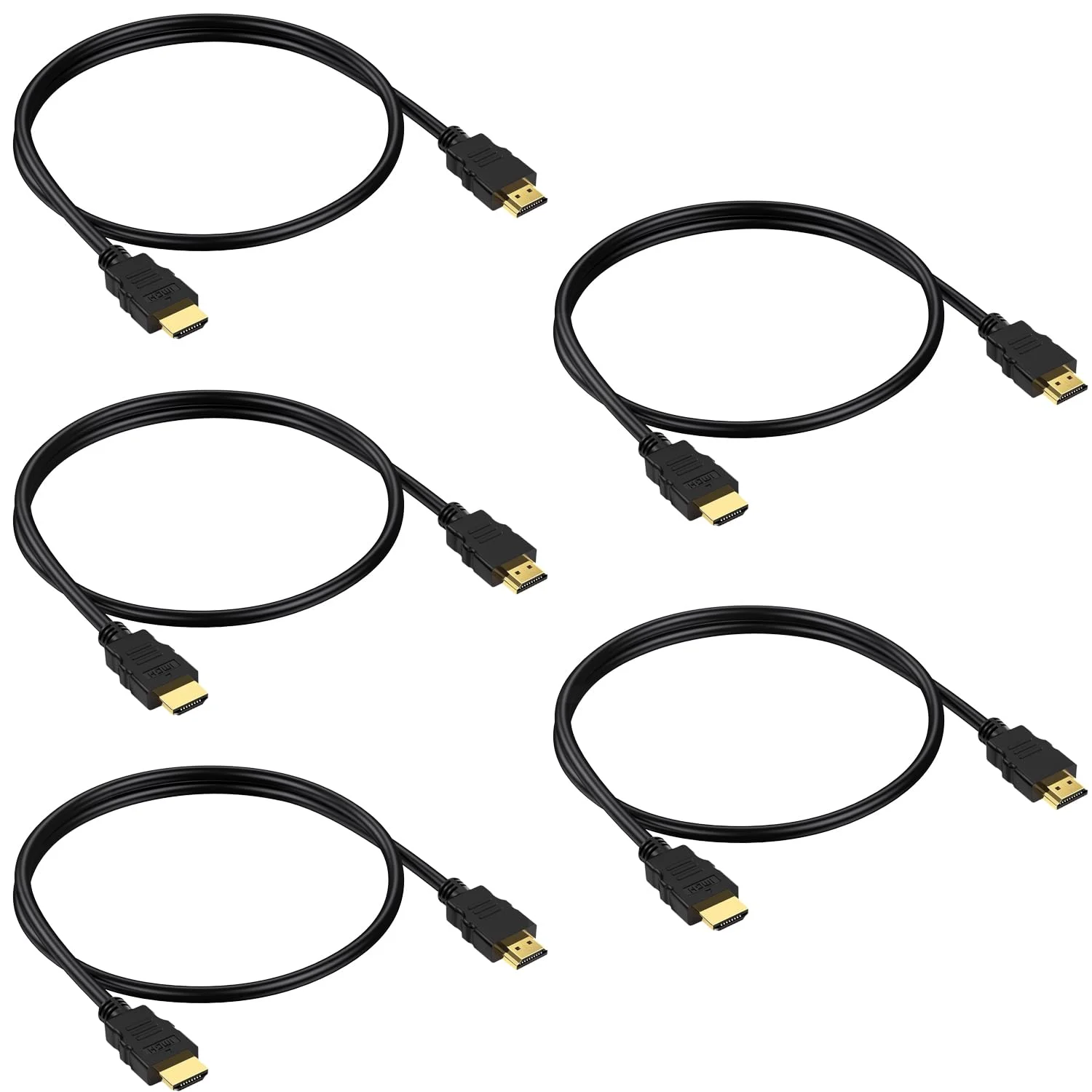 کابل کوتاه HDMI به طول 30 سانتی متر، بسته 5 عددی، کابل اتصال HDMI نر 4K@60Hz، کابل مانیتور کامپیوتر محافظت شده HDMI CL3 با HDCP 2.2، HDR، 3D، ARC برای اسپلیتر، سوئیچ، KVM، تلویزیون، داک استیشن، کامپیوتر، مانیتور